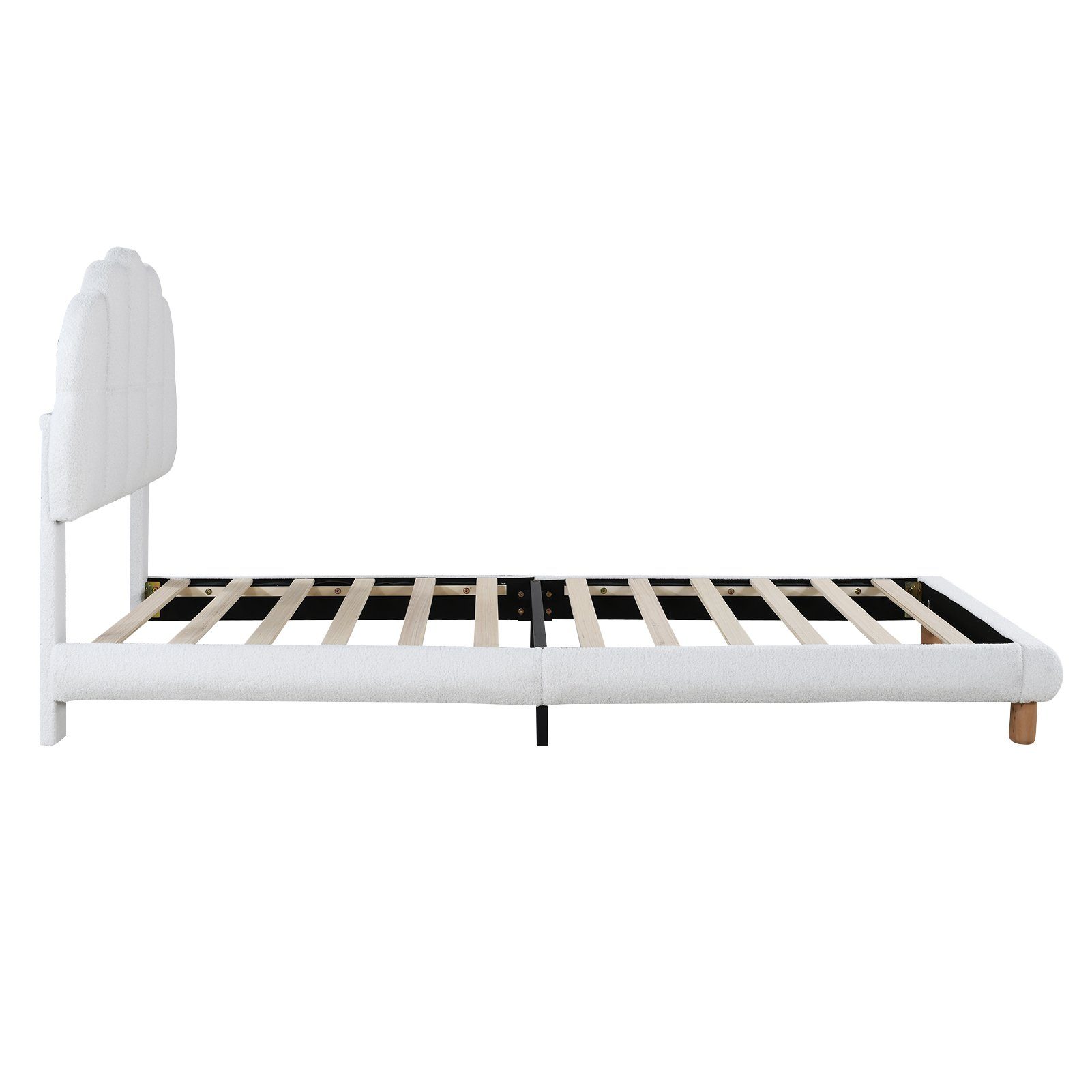 Flieks Polsterbett, Einzelbett Kinderbett 90x200cm mit Halbkreisform Kopfteil Samtbezug
