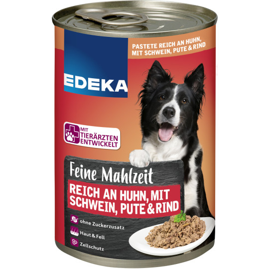 EDEKA Feine Mahlzeit Hund Reich an Huhn mit Schwein, Pute & Rind 400G