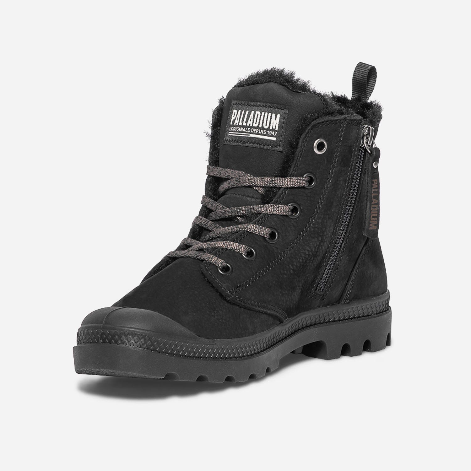Boots PALLADIUM noir en cuir fourré