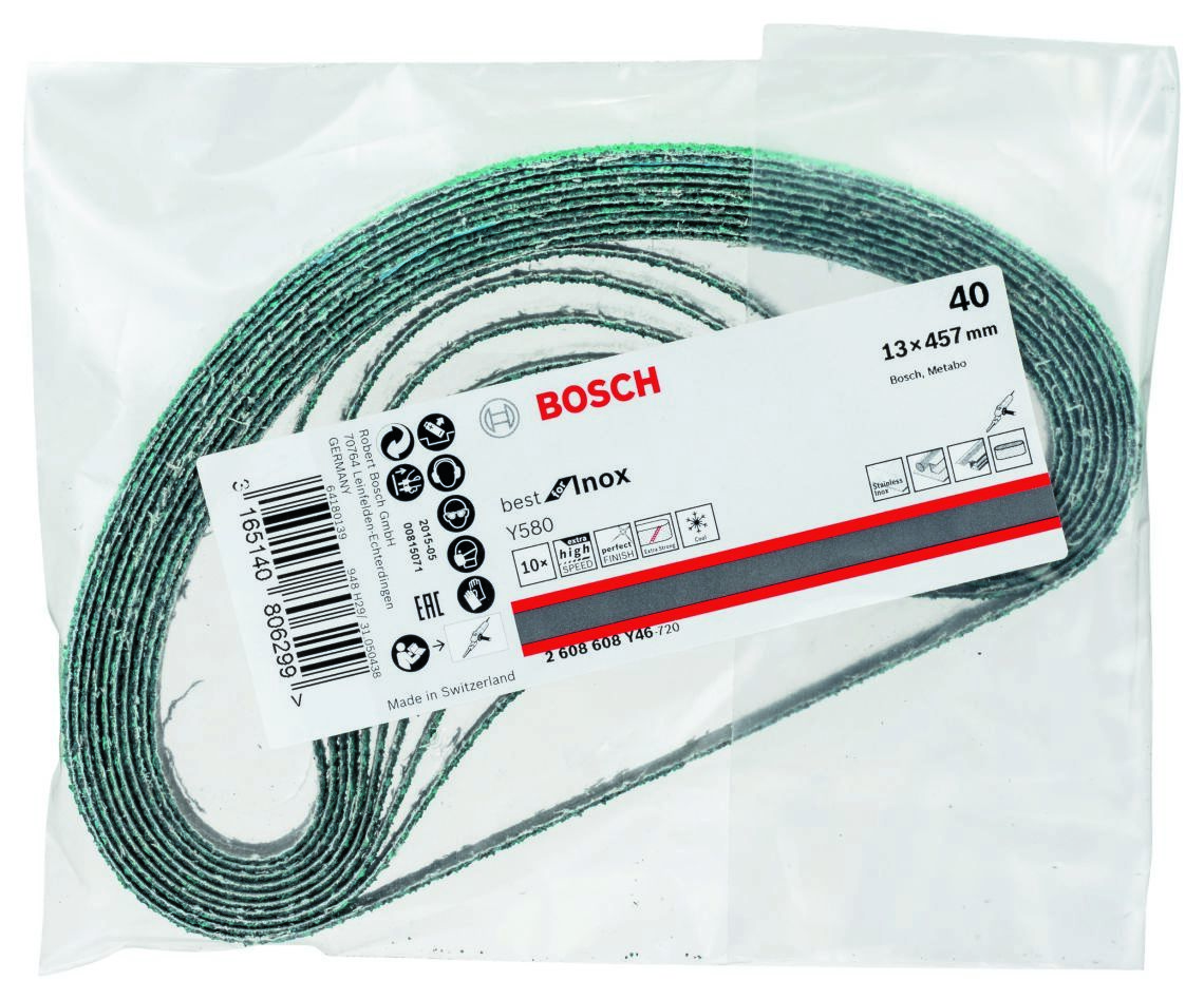 Bosch Blue Accessories 2608608Y46 Sandpaper Y580 K40 10 bands 13x457mm Stainless Steel