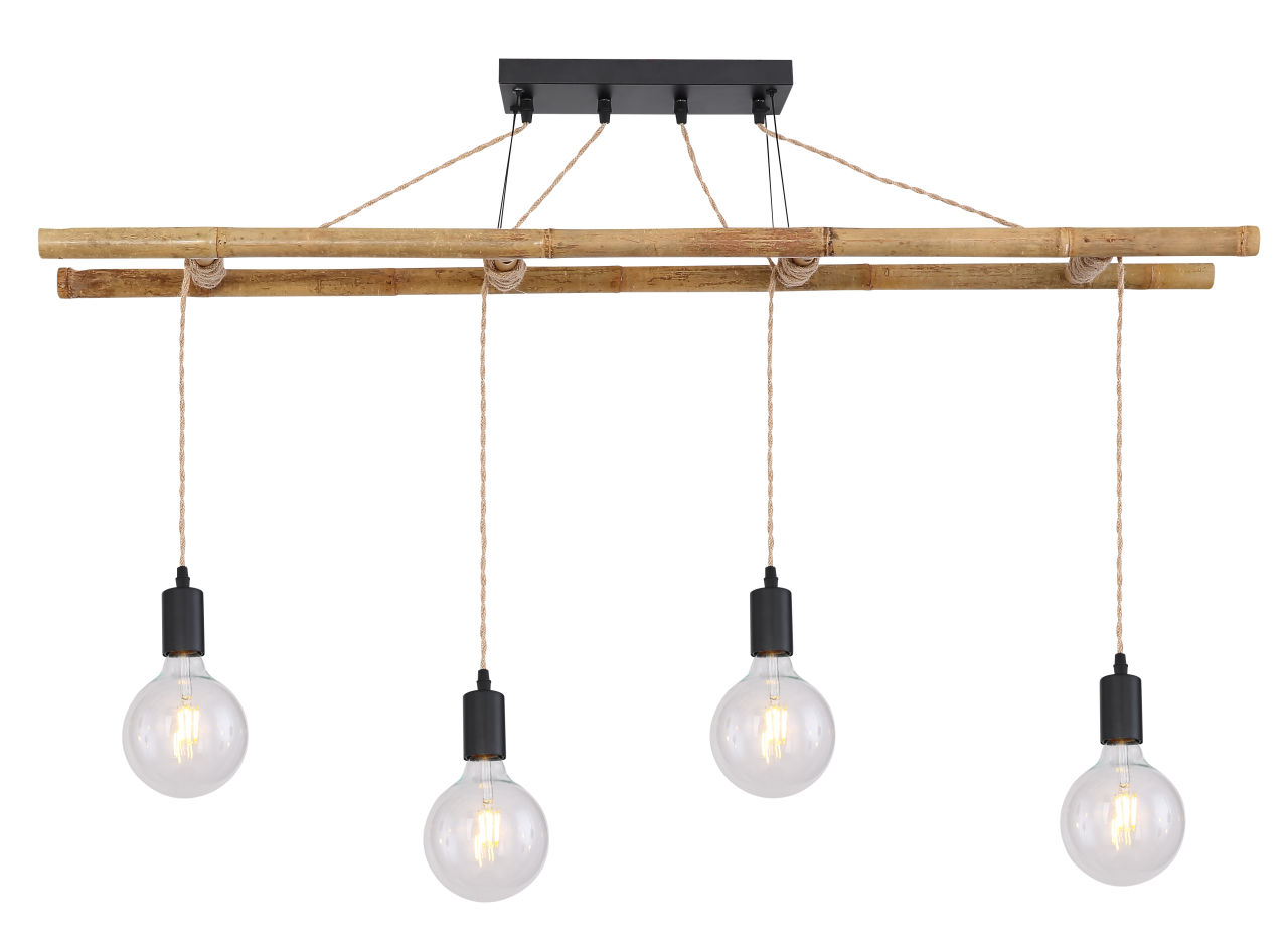 Globo Lighting - LIONI - Hängeleuchte Bambus naturfarben, 4x E27