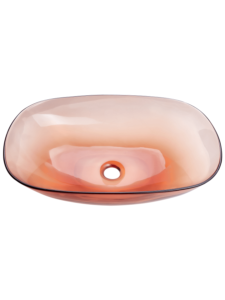 Beliani Waschbecken MOENGO in Transparent/Rot - (W) 54 x (H) 15 x (L) 36 cm günstig kaufen onesize
