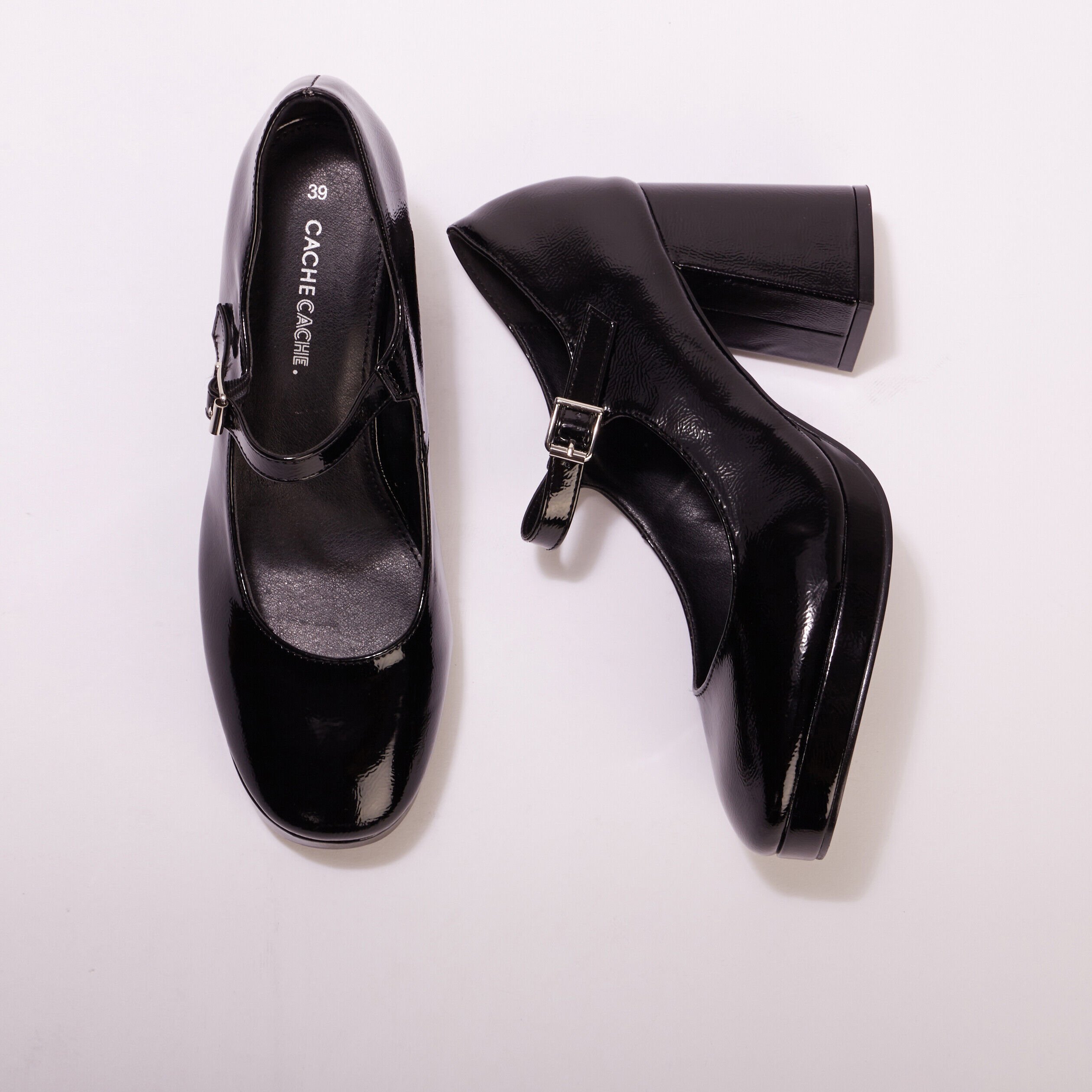 Babies vernies à talons noir femme | Cache Cache
