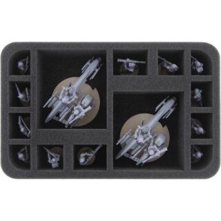 Feldherr 60 mm Half-Size Schaumstoffeinlage mit 14 Fächern