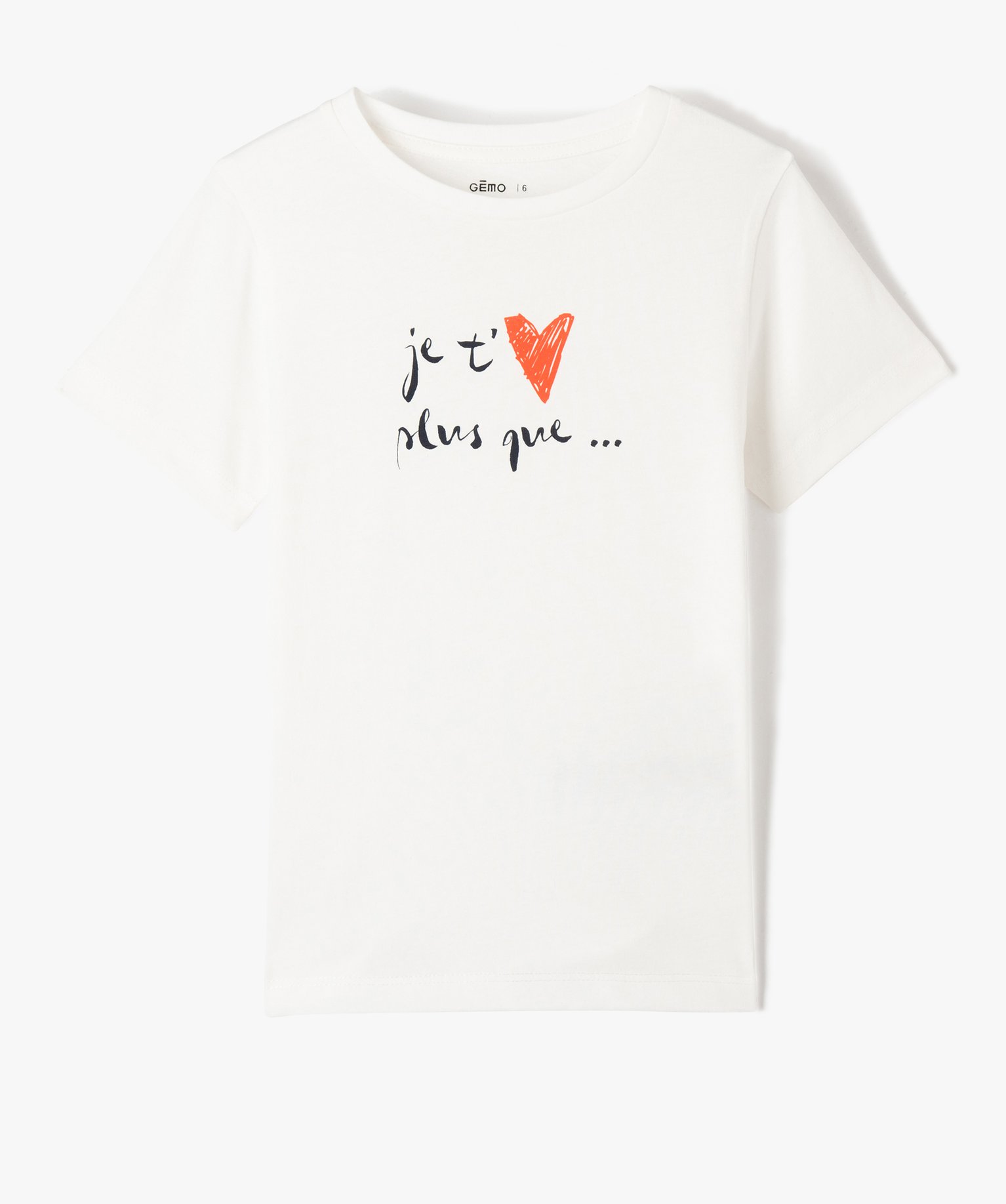 Tee-shirt enfant à manches courtes avec message ecru | GEMO
