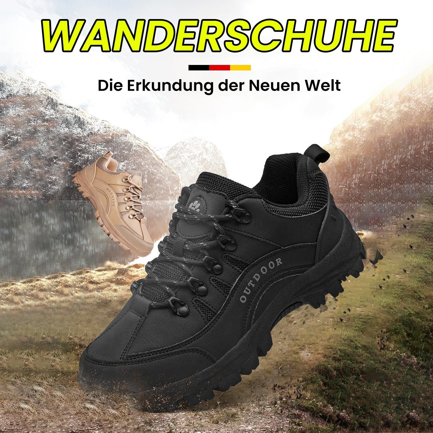 MAGICSHE Outdoor Wanderschuh mit dicker Sohle, rutschfest,wasserdicht