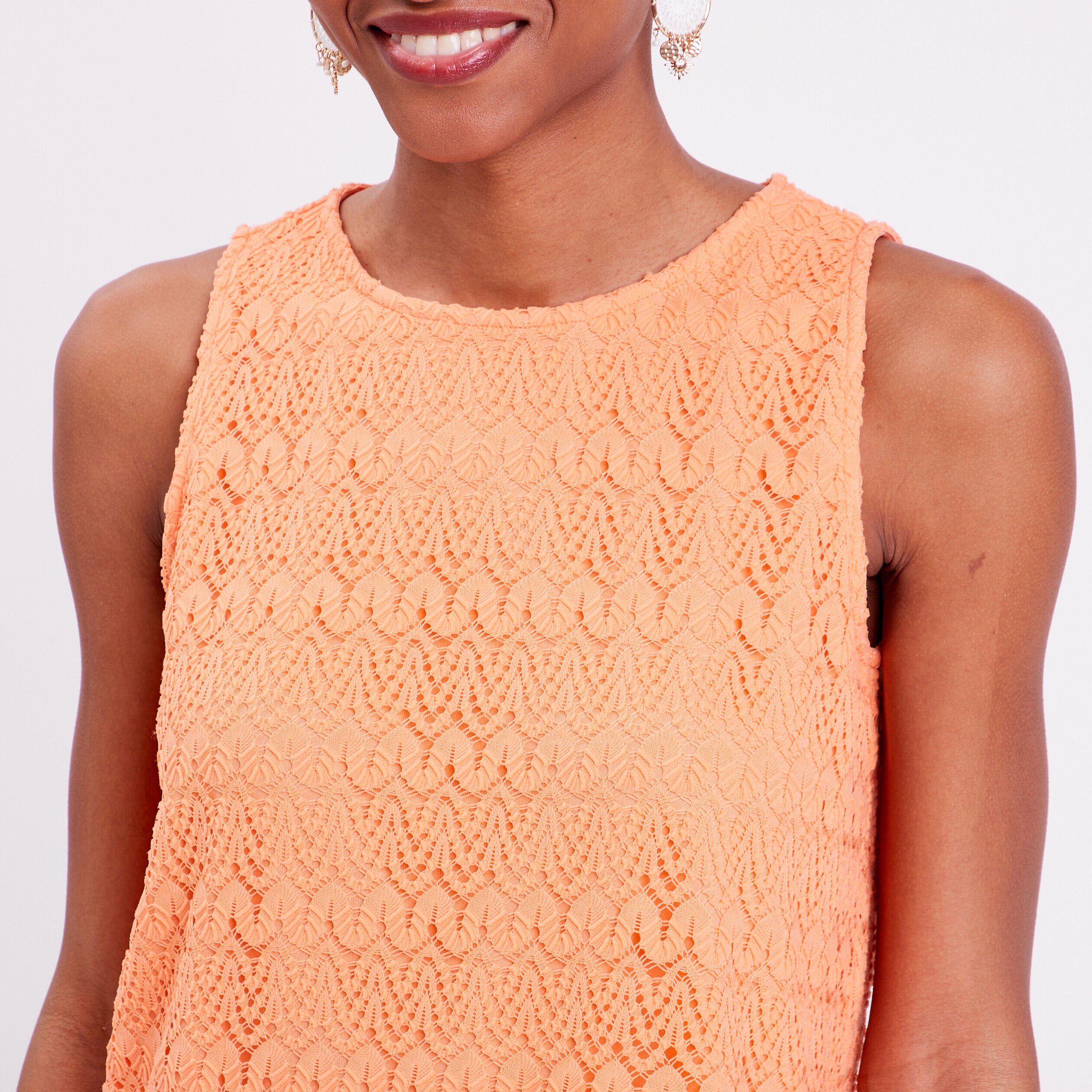 Débardeur aspect crochet rose saumon femme | Cache Cache