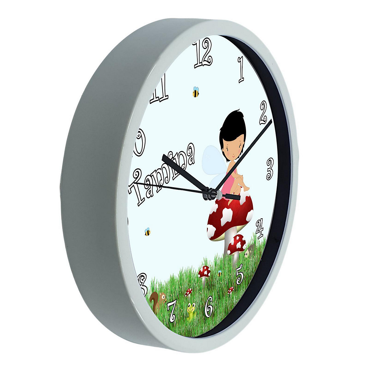 Kinder Wanduhr personalisiert mit Name Waldfee