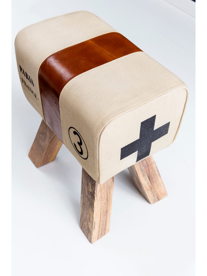 KADIMA DESIGN Retro Sitzhocker, Holzbeine, belastbar bis 120 kg, Landhaus-Optik günstig kaufen onesize