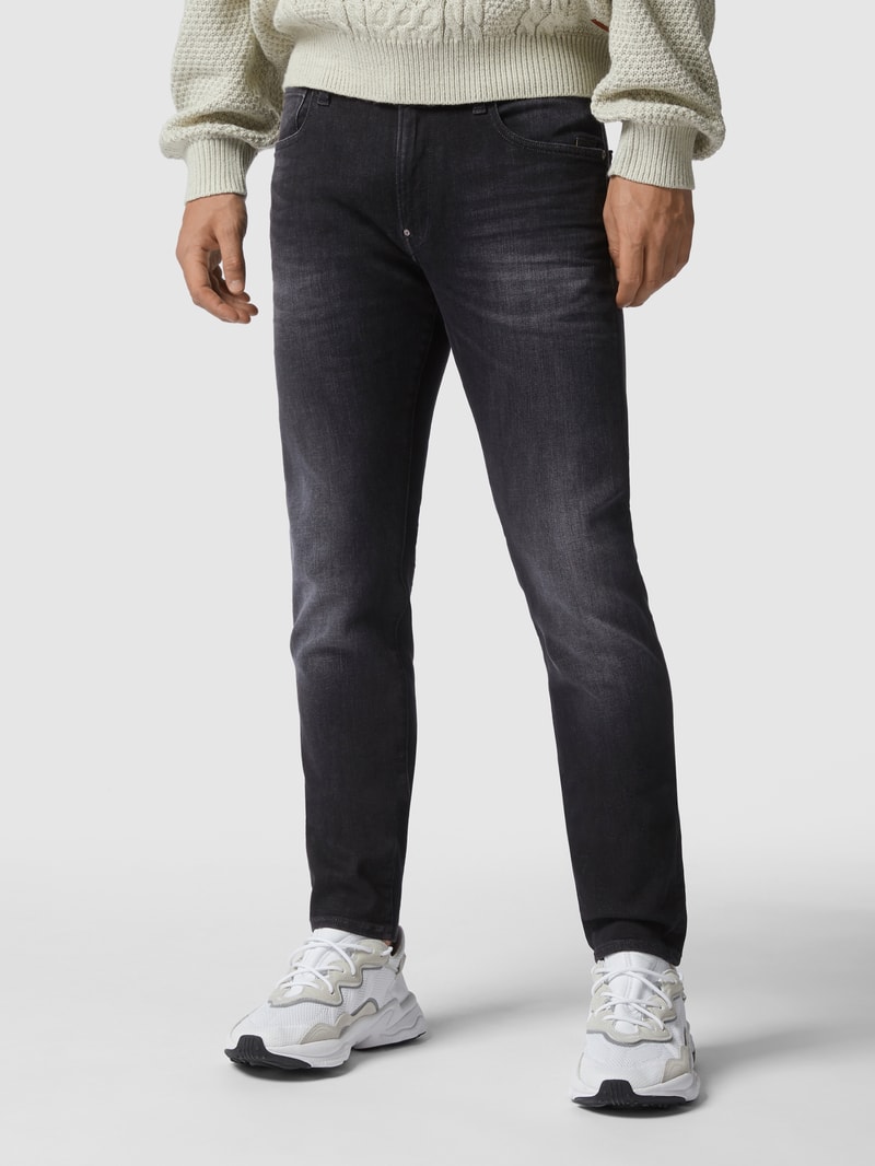 Skinny Fit Jeans mit Label-Patch in mittelgrau