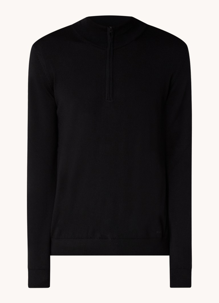 HUGO BOSS San Quirin fine-knit virgin wool pullover with half zip