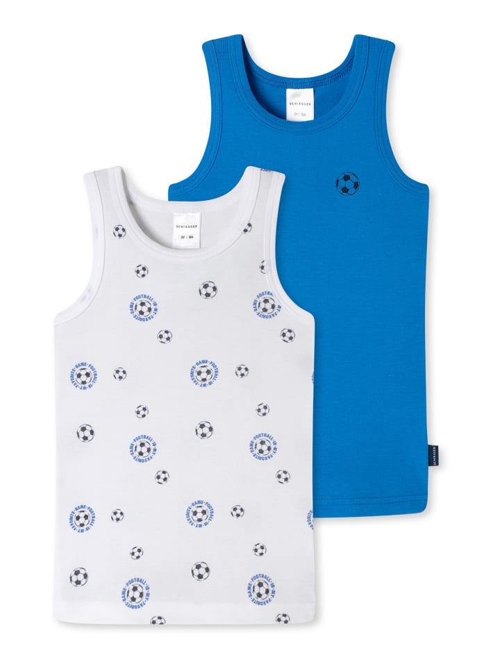 Schiesser Unterhemden 2er-Pack Basic Kids in weiß/blau günstig kaufen