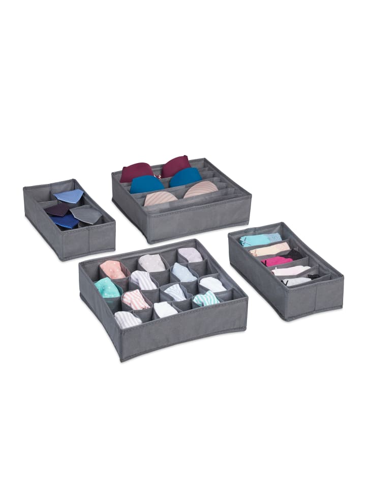 relaxdays 4 tlg. Unterwäsche Organizer in Dunkelgrau günstig kaufen onesize