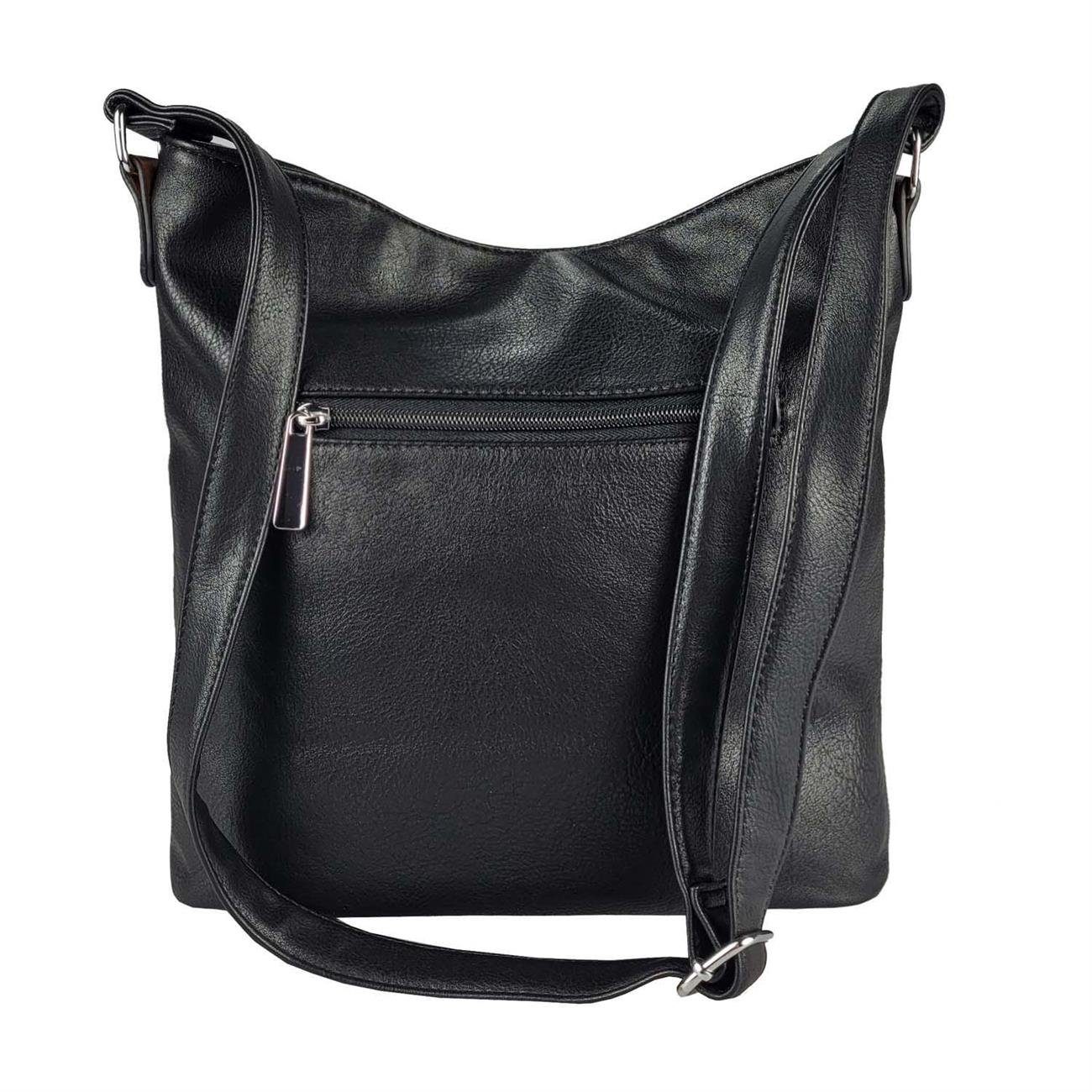 ITALYSHOP24 Schultertasche Damen Tasche Shopper Crossbody, als Handtasche, Umhängetasche, Shopper tragbar