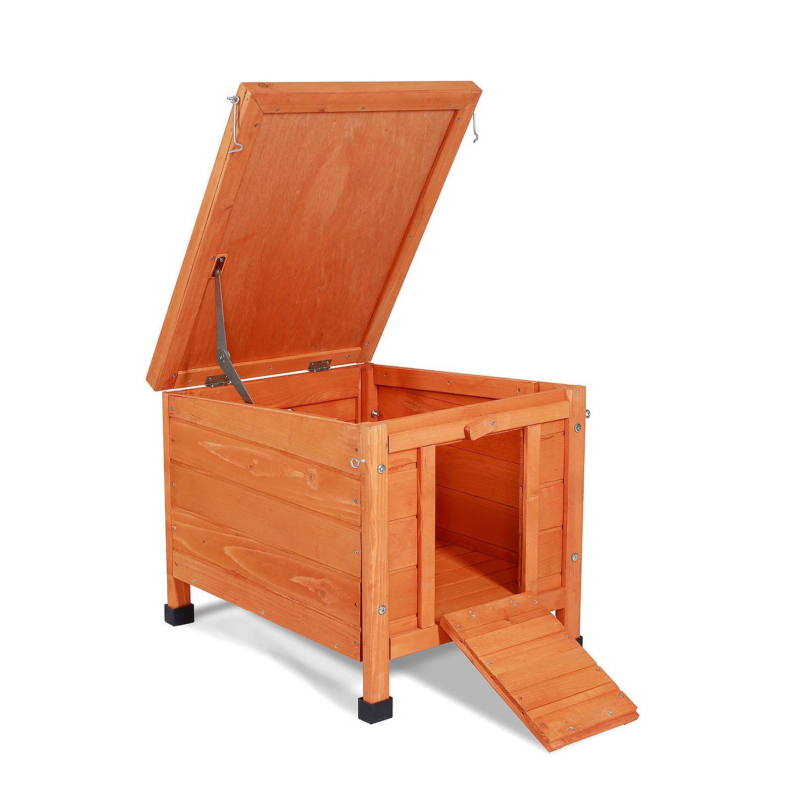 lionto Kleintierstall Kleintierstall, Kaninchenstall aus Holz, wetterfest, 43 x 52 x 43 cm