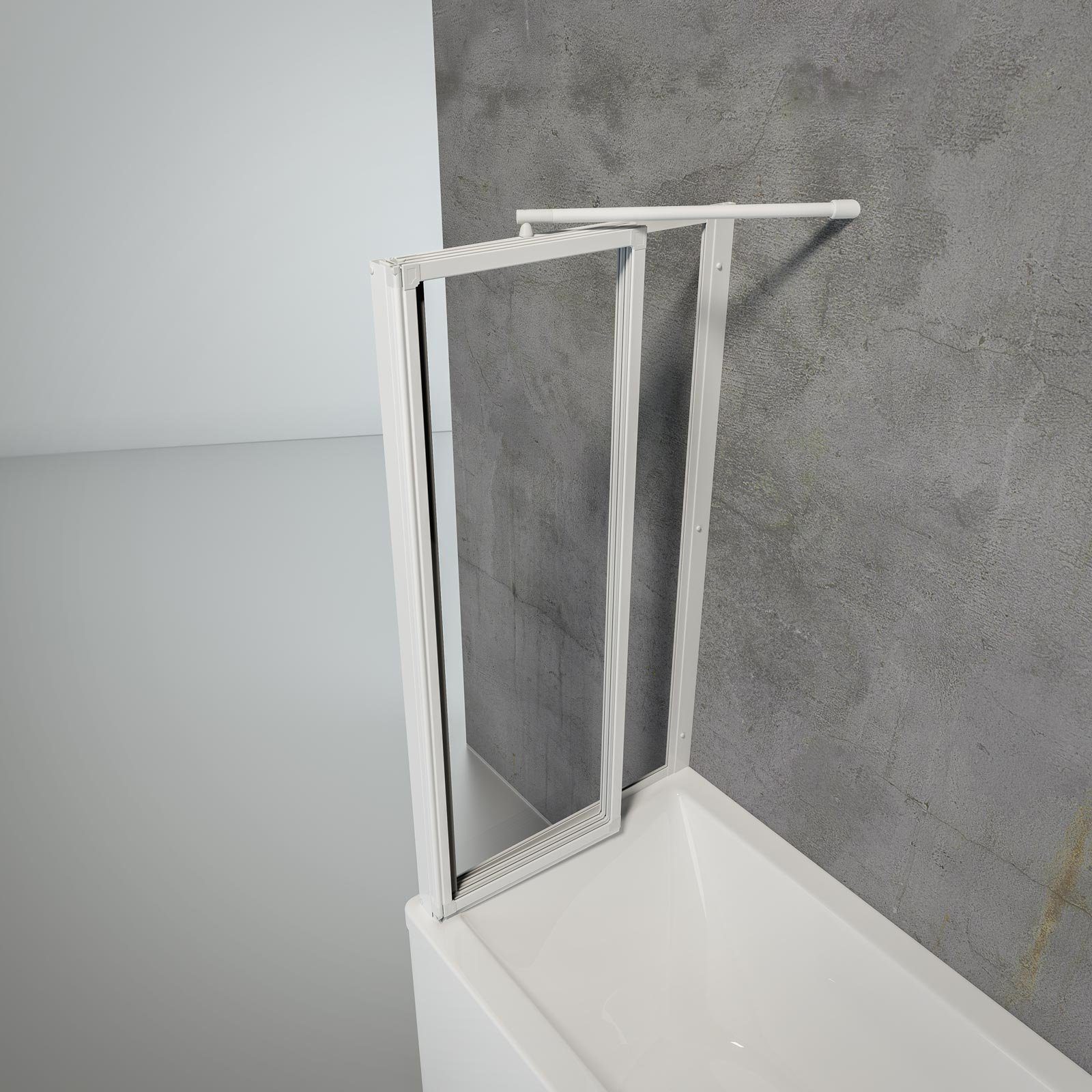 Schulte Badewannenaufsatz Smart BxH: 127 x 121 cm, 3-tlg. + Festelement, 3 mm Sicherheitsglas, zum Kleben - ohne Bohren in die Fliese, inkl. Klebe-Montage-Set