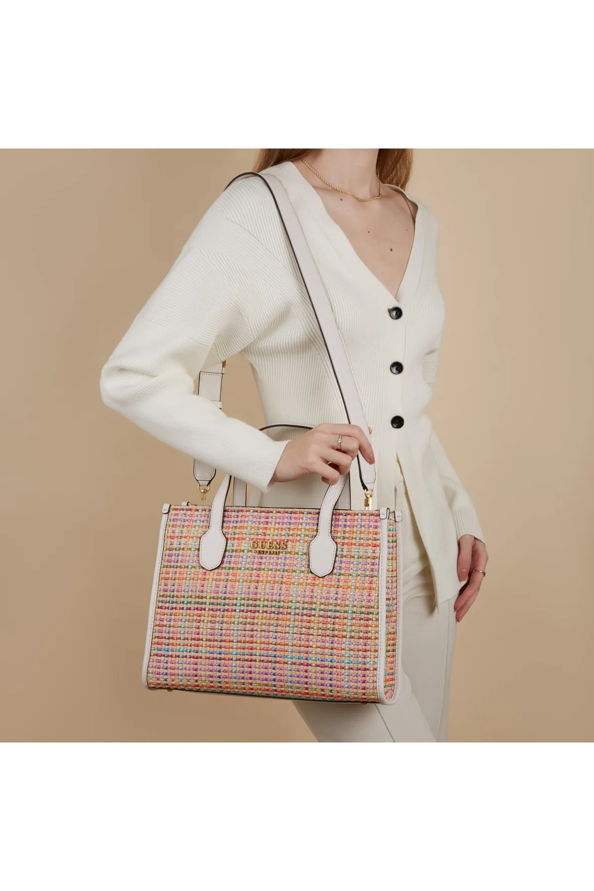 Guess  Silvana Damen Handtasche Grün/lila/orange/rosa/violett/rot/weiß Hwwx86-65220-sml