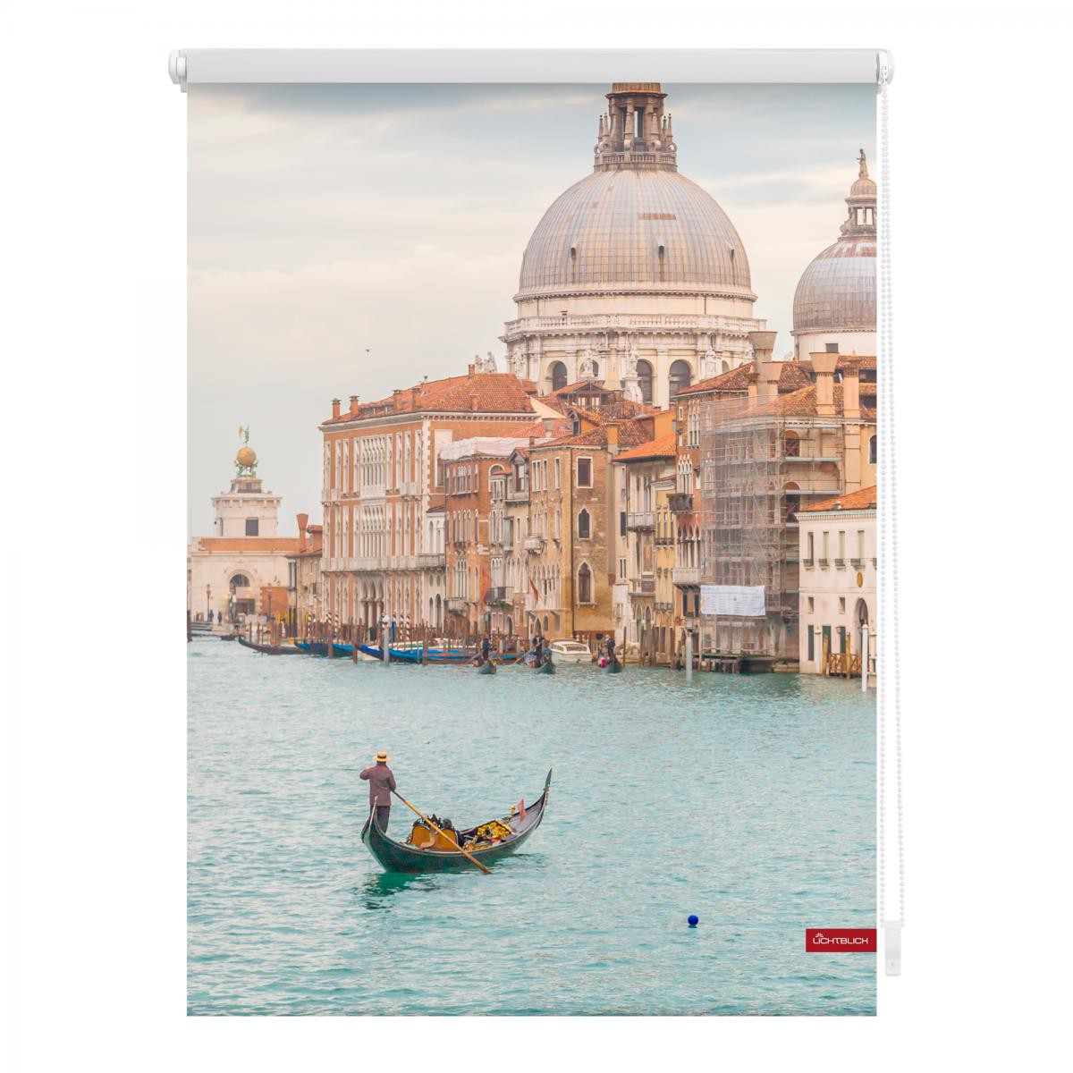 Lichtblick Rollo Klemmfix, ohne Bohren, blickdicht, Venedig Canal Grande - Blau, 60 x 150 cm (B x L)
