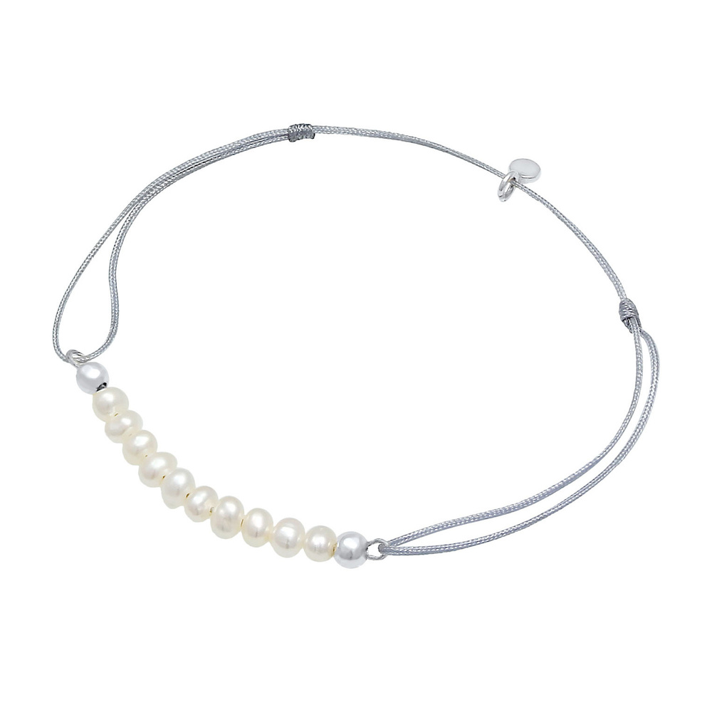 Elli Elli Bracelet Femme Basic Nylon Adjustable avec perles d'eau douce de culture en  Bracelet