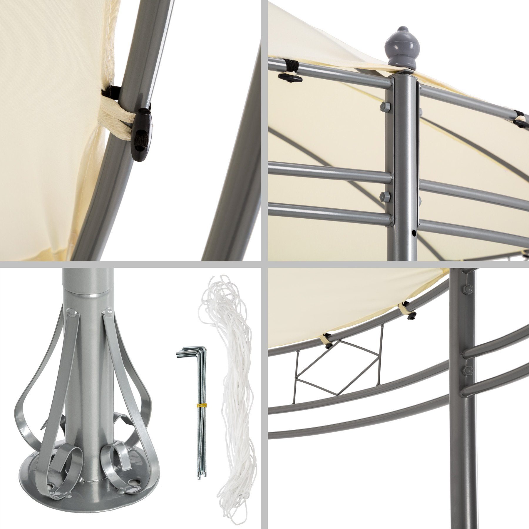tectake Pavillon Siana, mit 6 Seitenteilen, (Set inkl. Seitenteile), Verstellbare Höhe