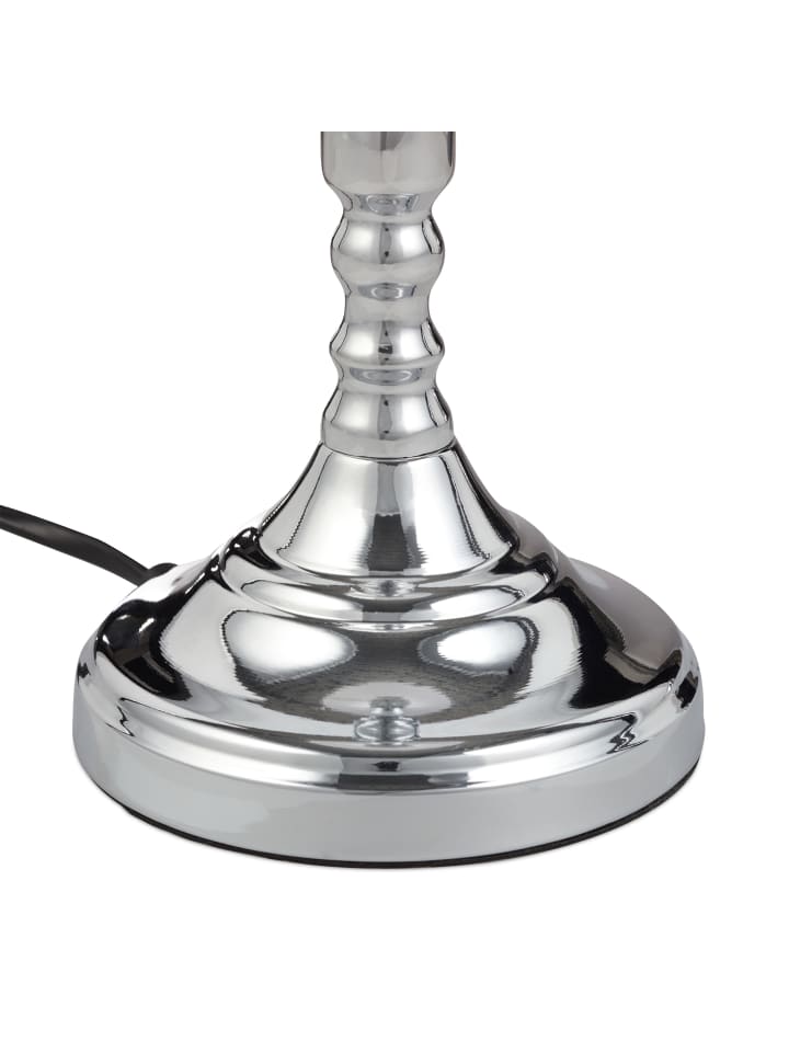 relaxdays Tischlampe in Silber/Weiß - (H)55 x Ø21 cm günstig kaufen onesize