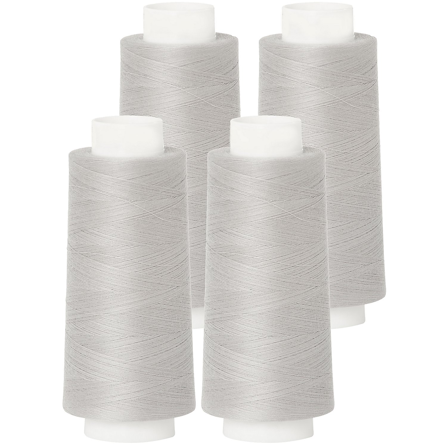 buttinette Overlockgarn im 4er-Pack, Stärke 120, 2500m-Spule, silber