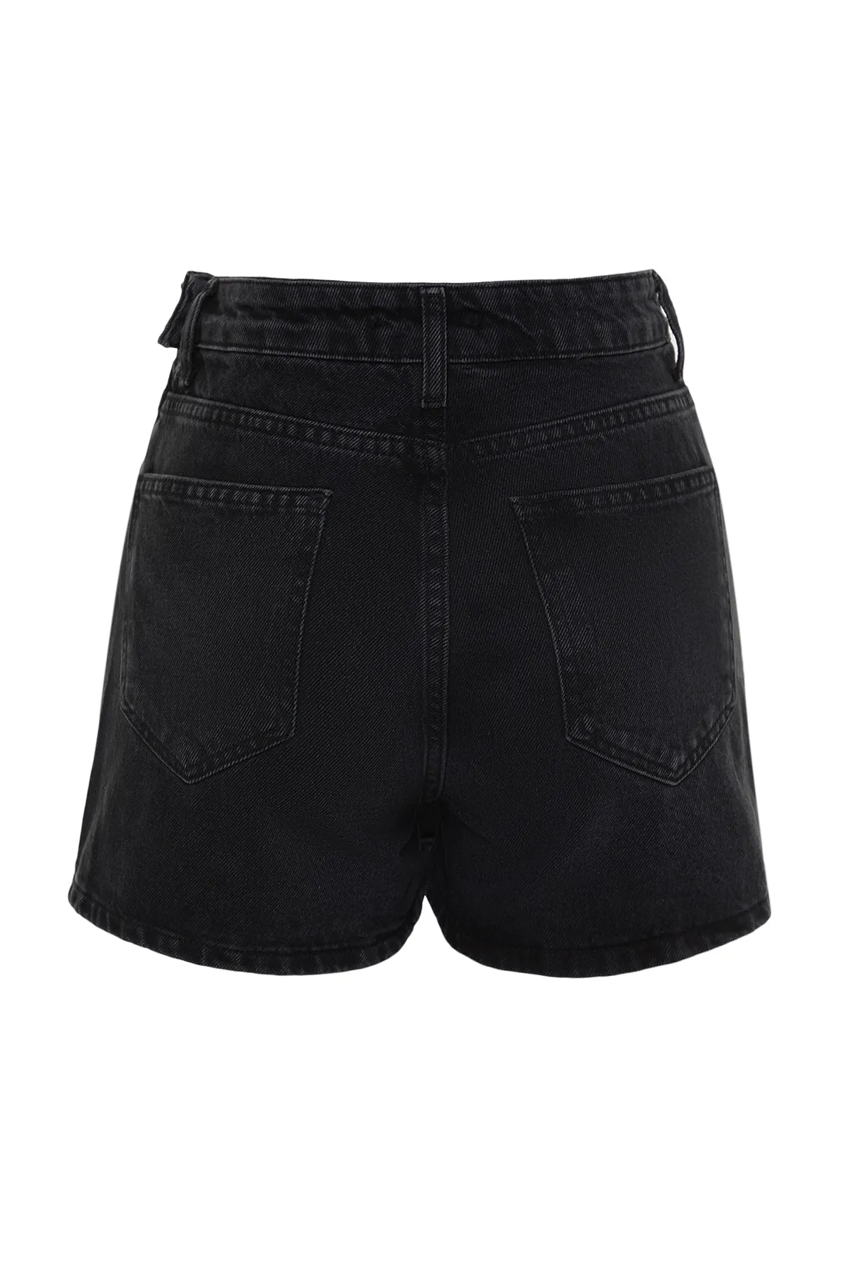 Trendyol Collection  Schwarzer Jeans-Shortsrock mit Schlitz TWOSS23SR00091