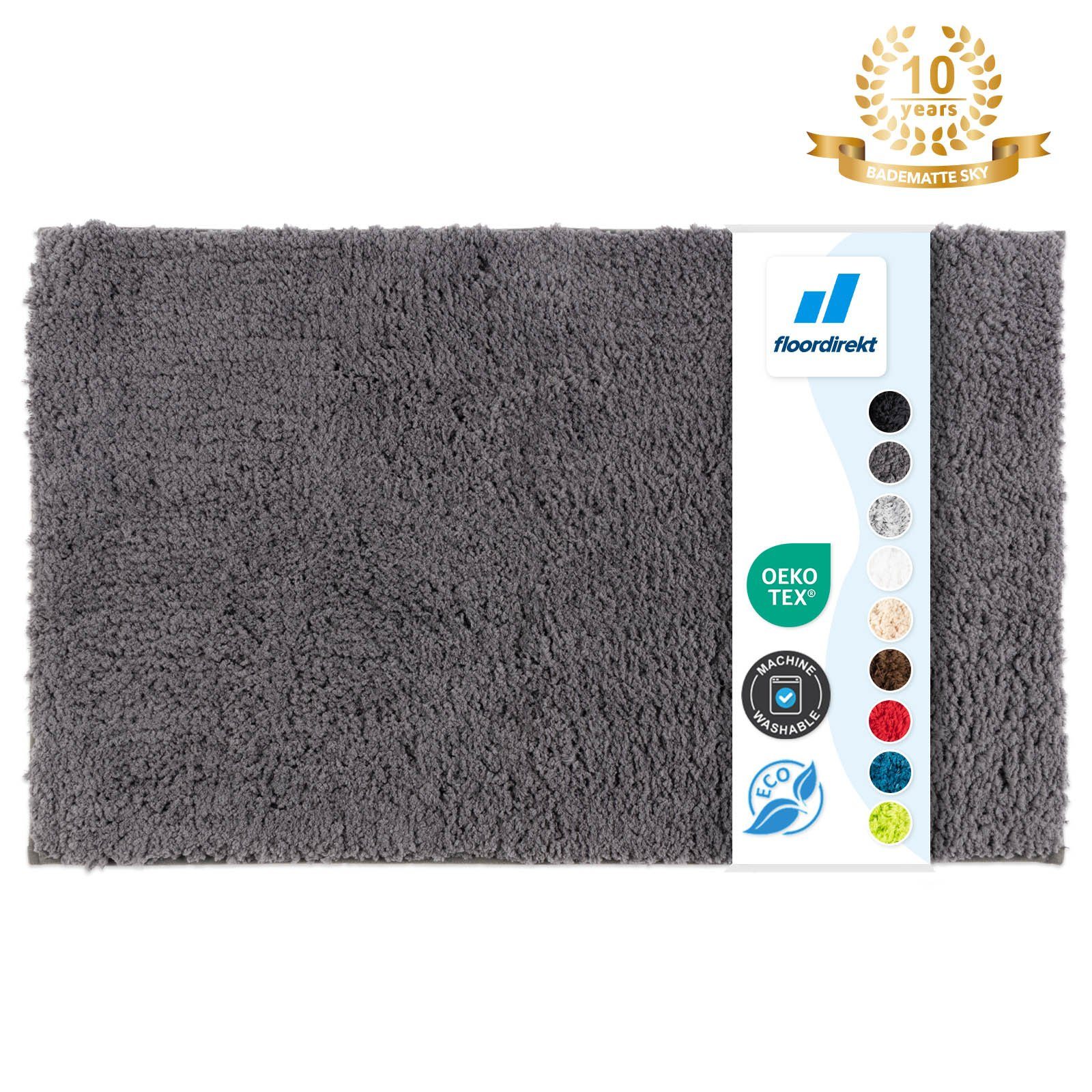 Badematte Sky Floordirekt, rutschhemmend, Pflegeleicht, Polyester, dichter Hochflor