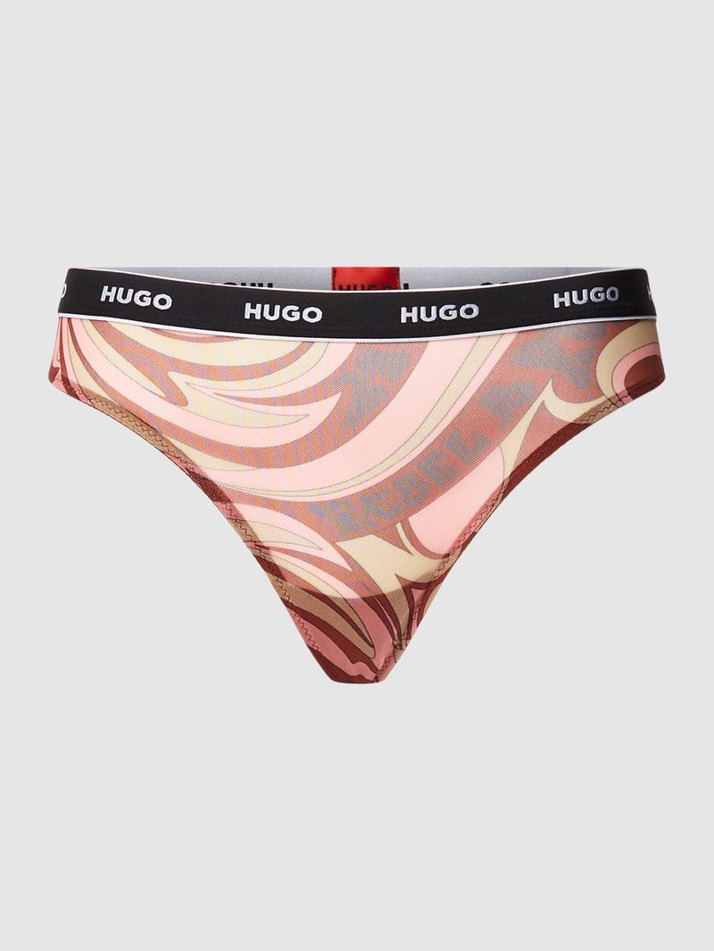 String mit Label-Schriftzug Modell 'SWIRLY' in pink meliert