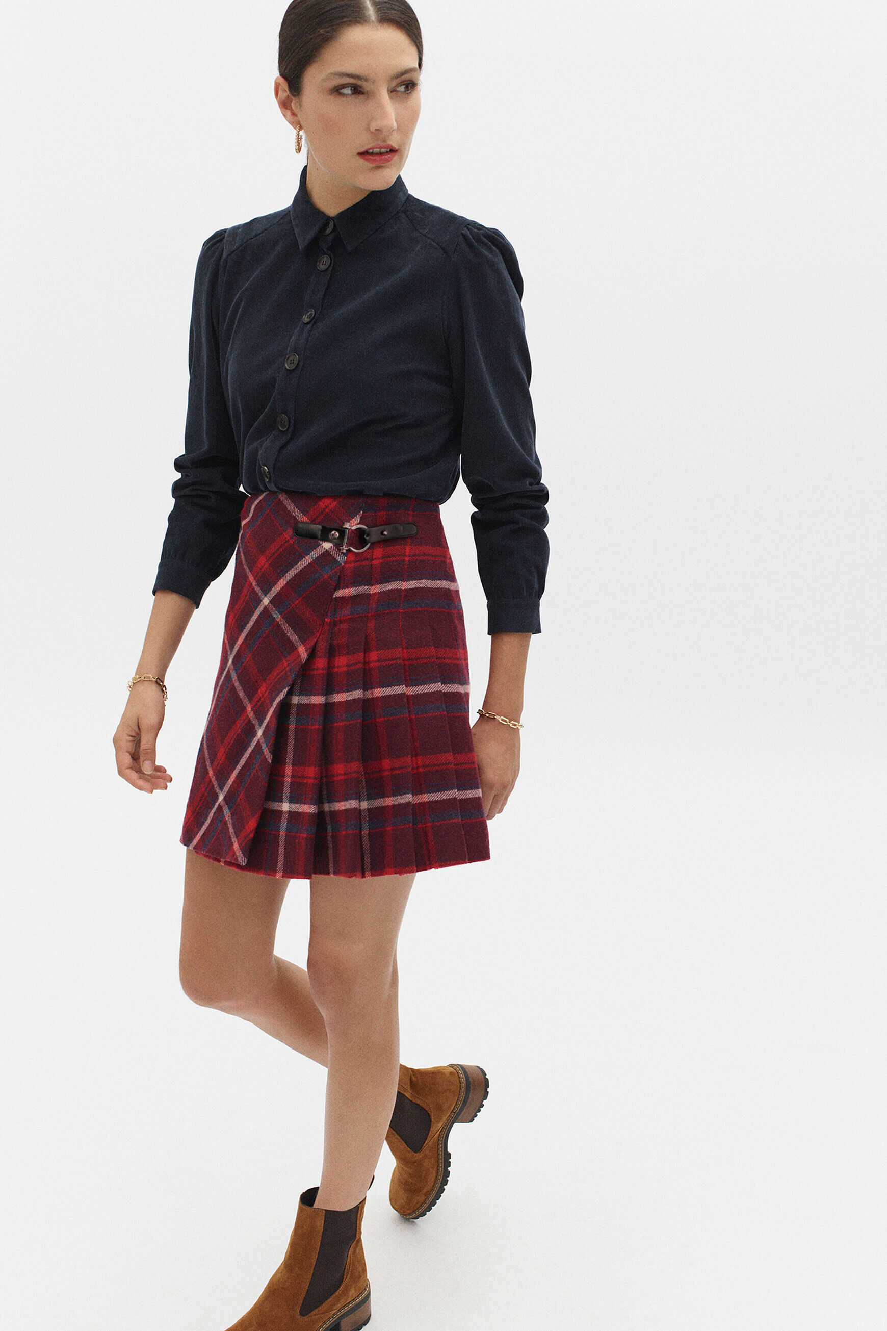 jupe margaret plaid rouge femme