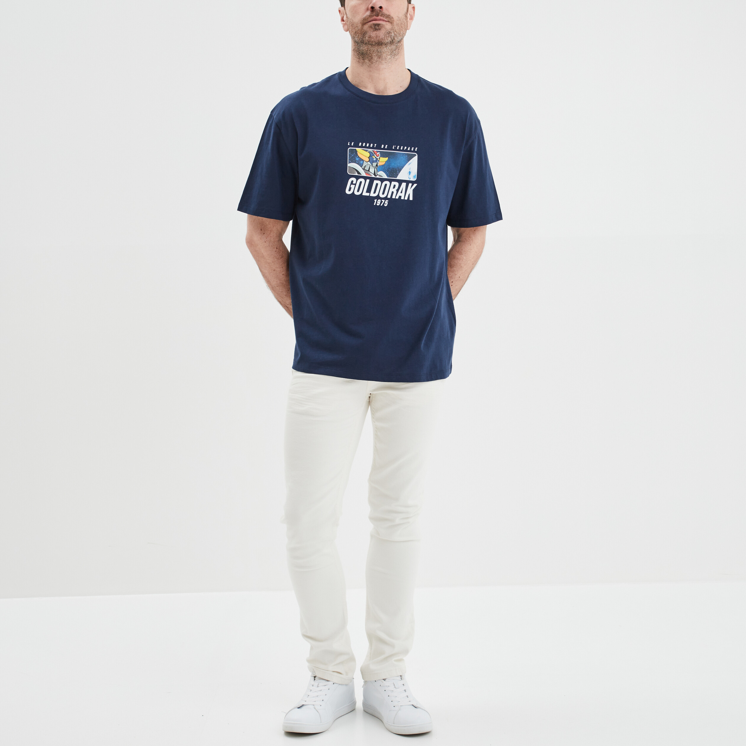 T-shirt oversize Goldorak bleu marine homme | La Halle