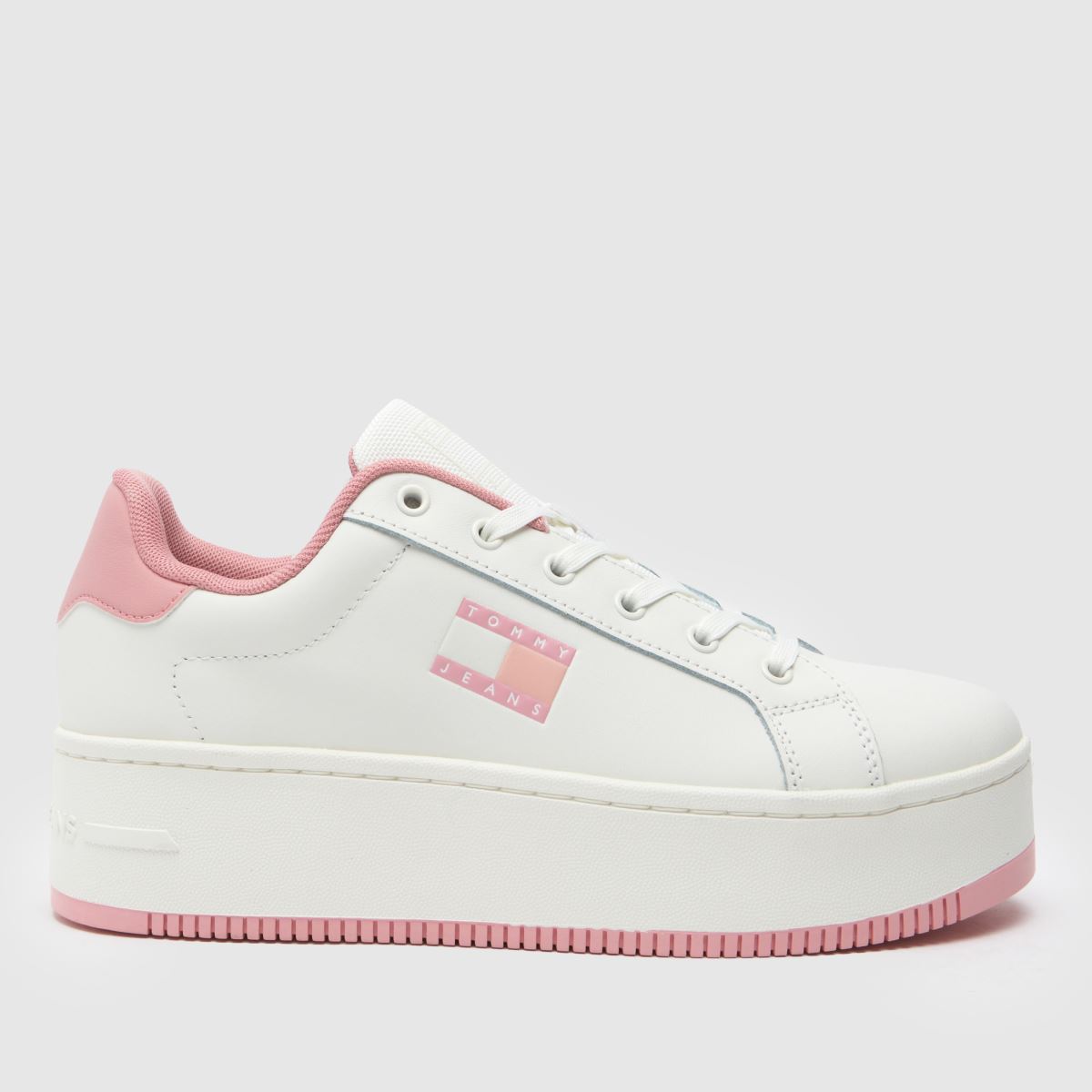 Tommy Jeans – Vita och rosa plattformsneakers