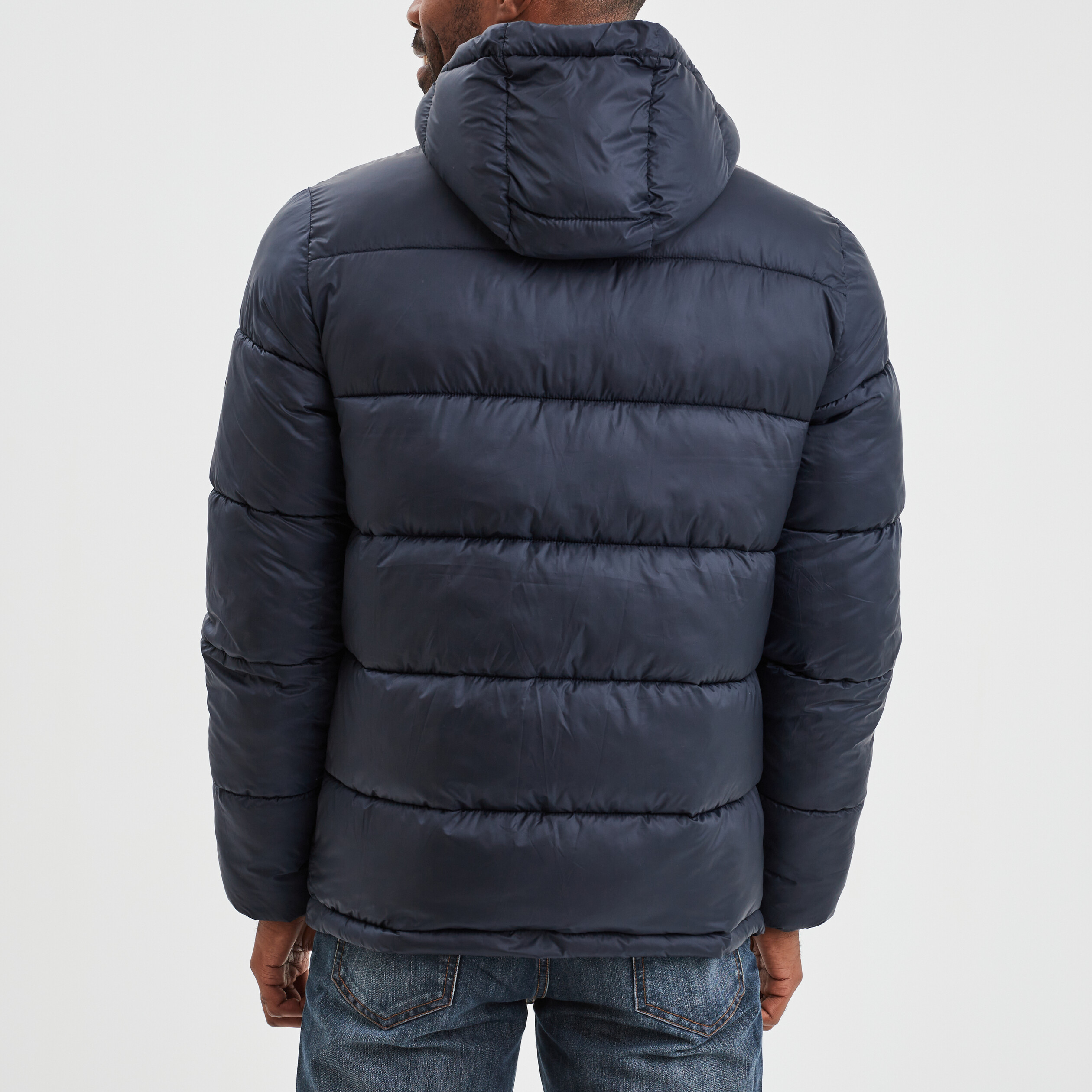 Doudoune zippée à capuche bleu marine homme | La Halle
