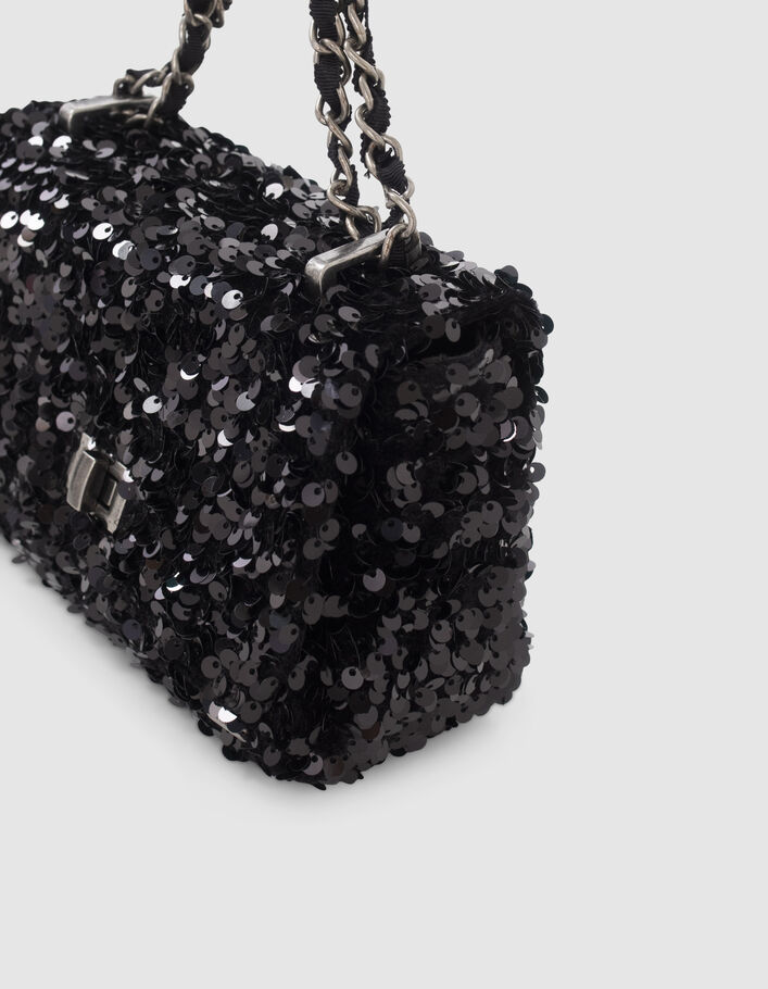 Sac à main noir tout sequins fille