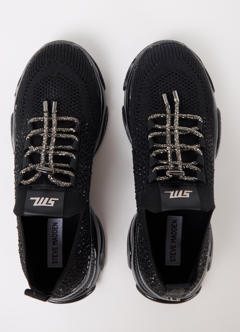 Steve Madden  Meter sneaker met gebreid bovenwerk en strass