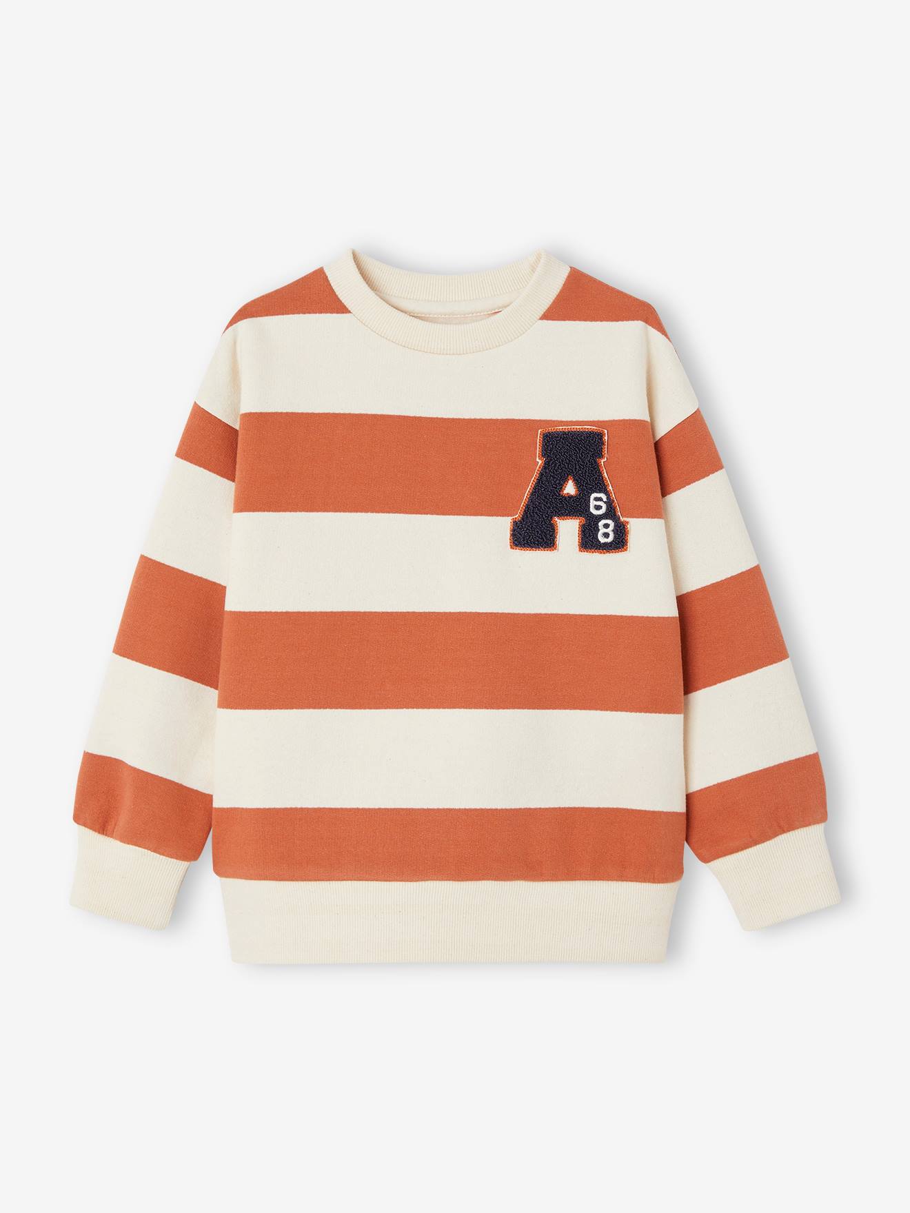 Vertbaudet Jungen Sweatshirt mit Frottee-Patch Oeko-Tex - aprikose