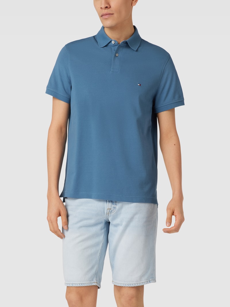 Poloshirt mit Label-Stitching in ozean blau