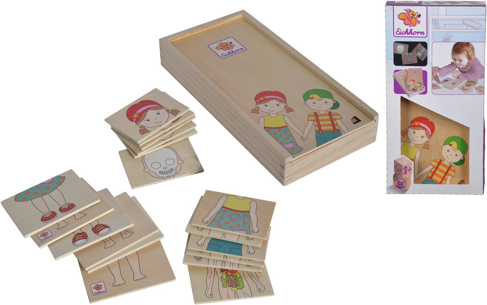 Eichhorn Puzzle Holzspielzeug, Körperpuzzle mit Holzbox, 18 Puzzleteile, FSC®- schützt Wald - weltweit