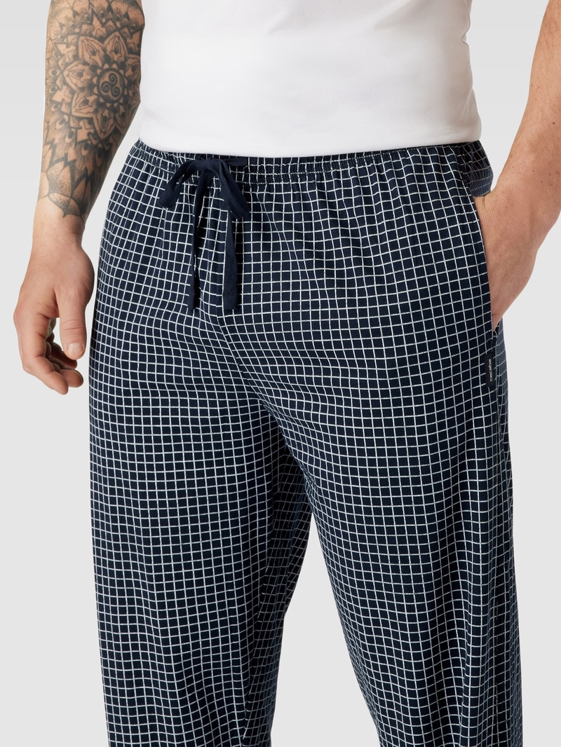PLUS SIZE Pyjama-Hose mit Karomuster in dunkelblau