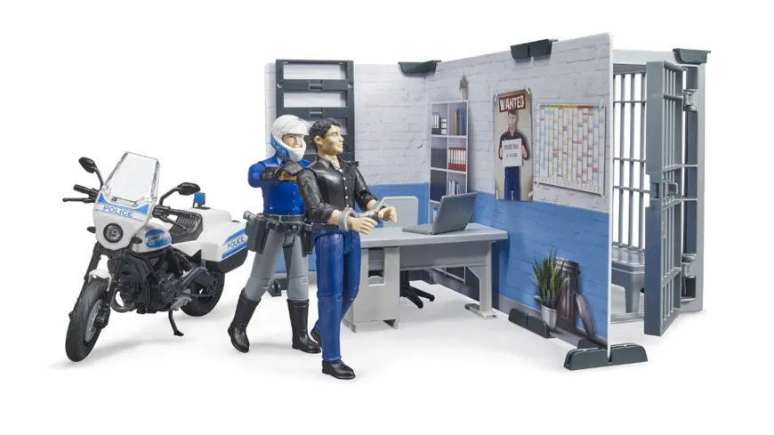 BRUDER - bworld Polizeistation mit Polizeimotorrad 62732