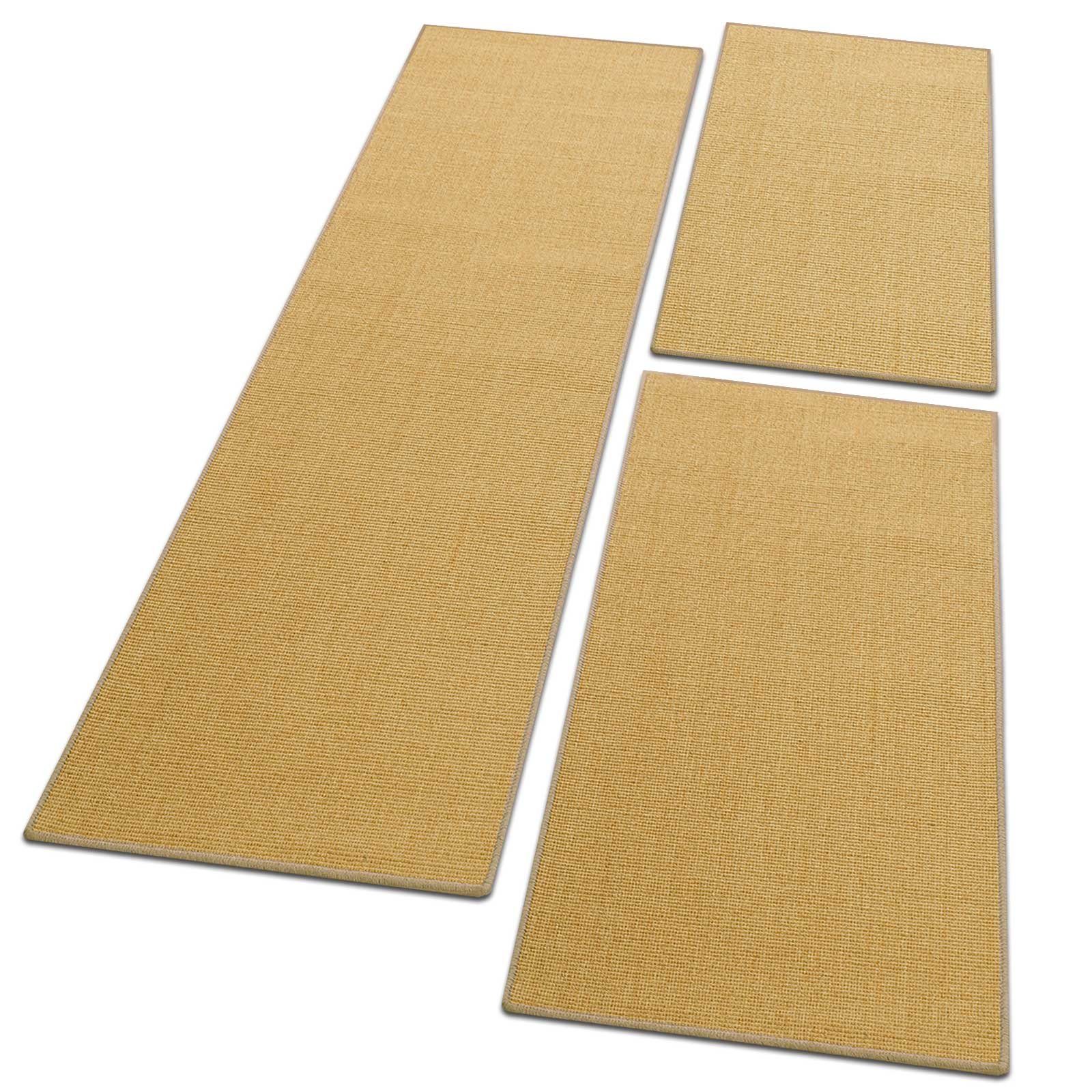 Bettumrandung Sylt Natur, 3 Größen, Teppichläufer, ideal im Schlafzimmer Floordirekt, Höhe 6 mm, (3-tlg), Sisal