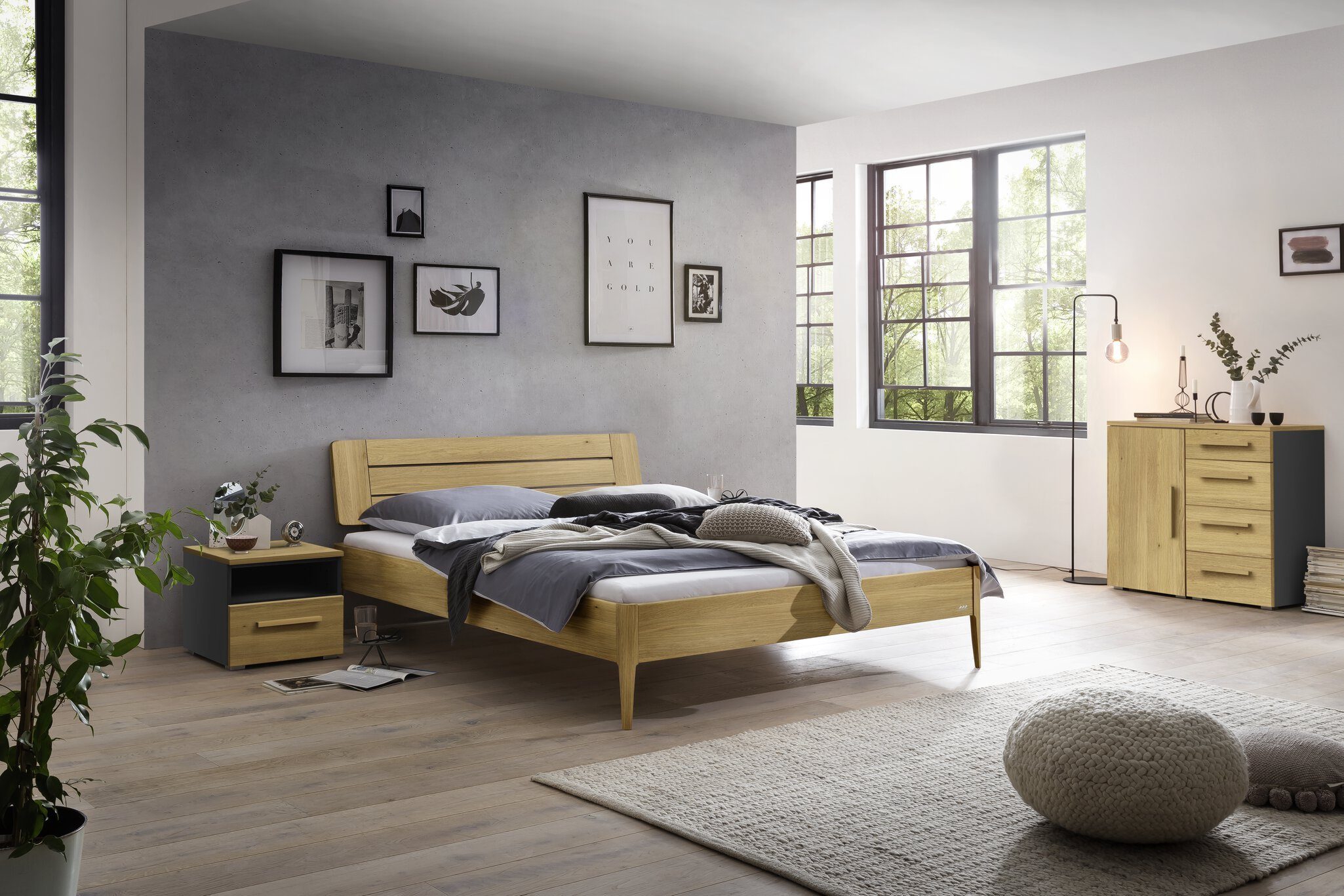 HASENA Highboard Hasena Accessoires Qunito Kommode Massivholz 90x50x85 (1)