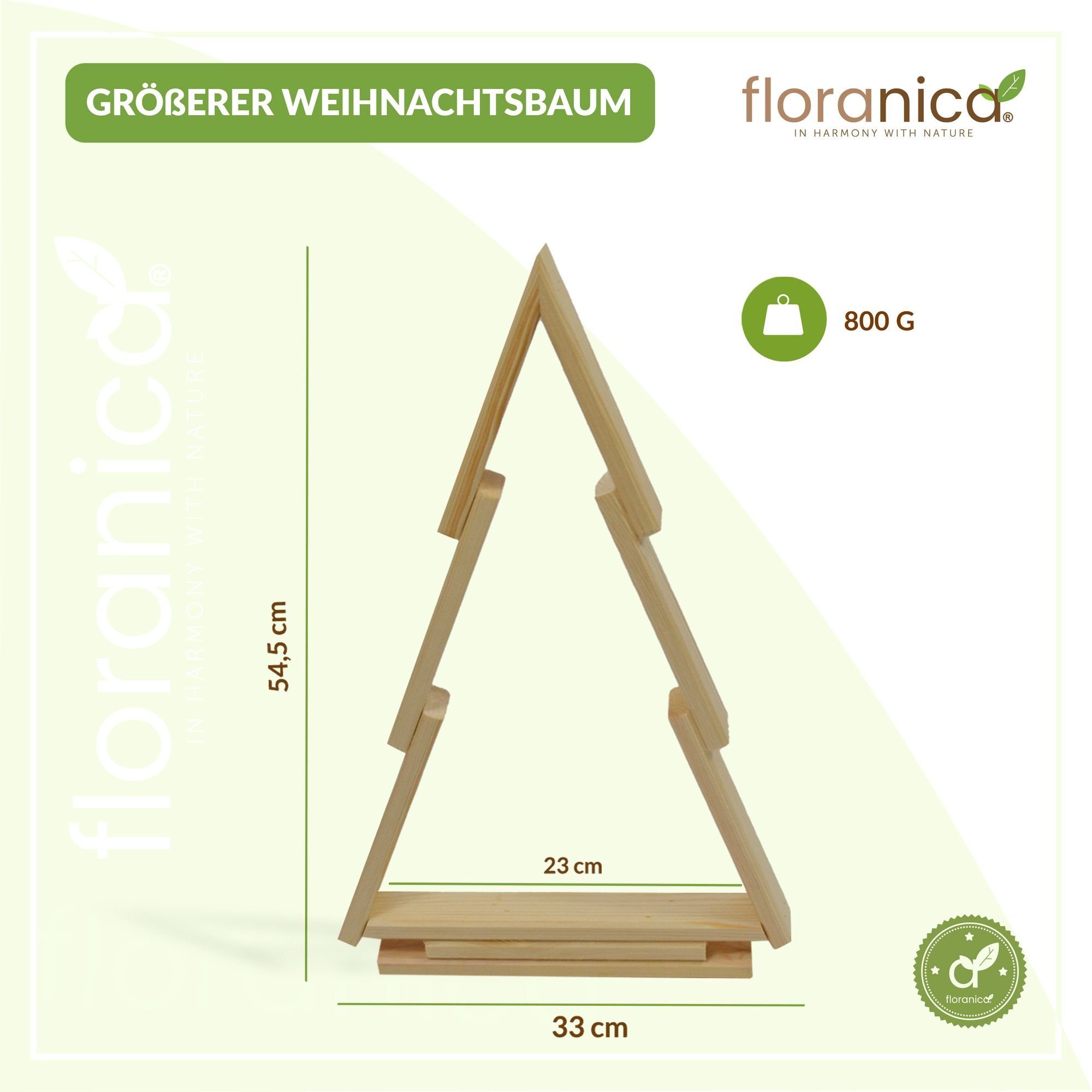 Floranica Hängedekoration (2 St), Weihnachtsdeko Weihnachtsbaum Kiefernholz Farbe: Unbehandelt