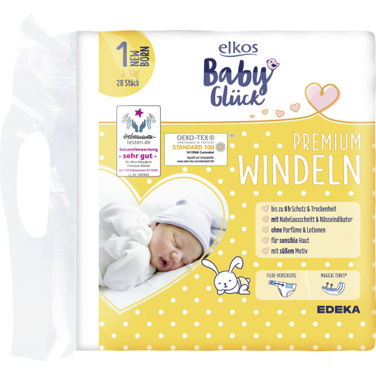 elkos Baby Glück Premium Windeln 1 Newborn 2-5KG 28ST