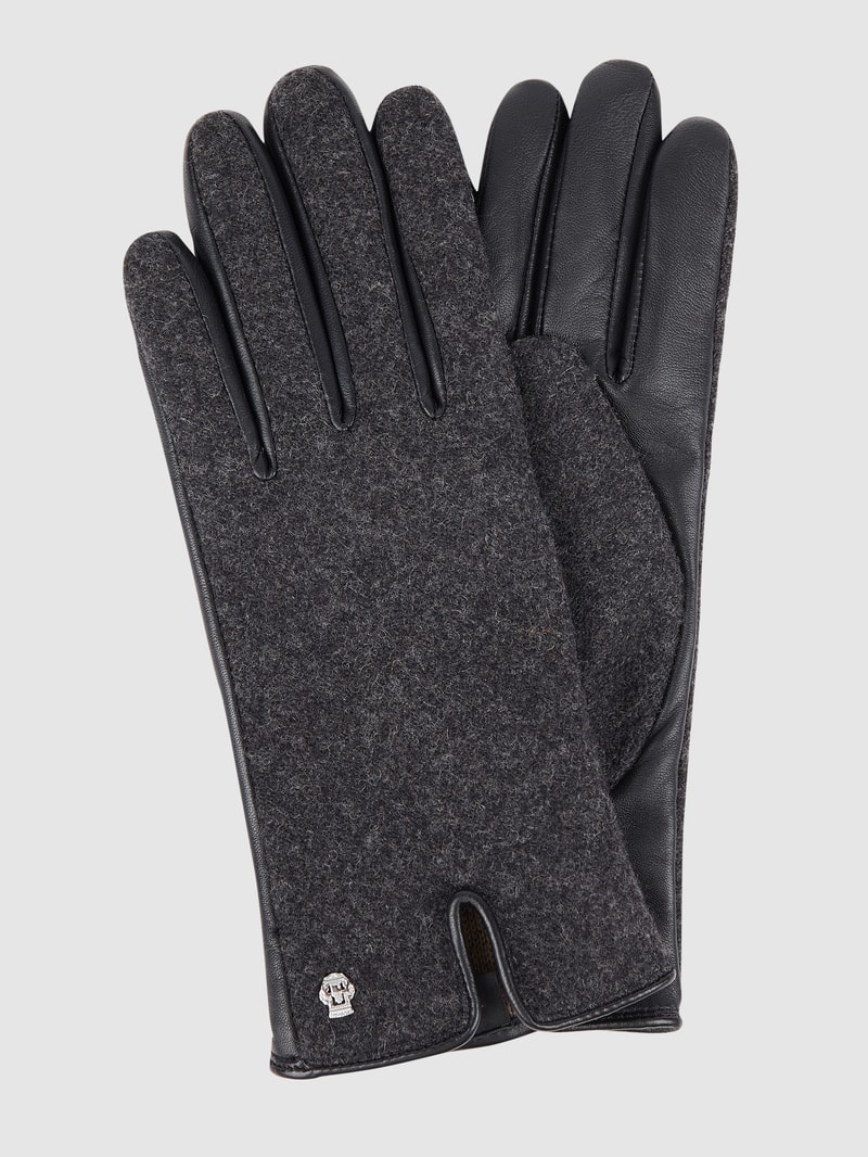 Handschuhe mit Kontrastbesatz in schwarz
