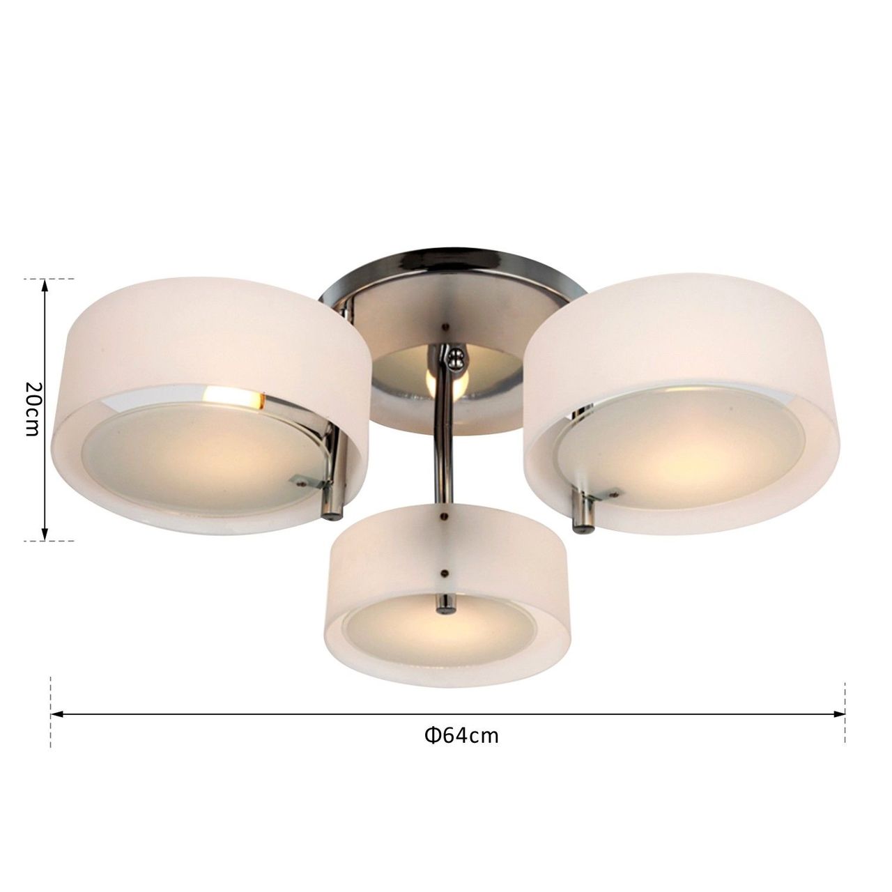 HOMCOM Deckenlampe Deckenleuchte Kronleuchter 40W Leuchte 3-flammig Chrom Acryl E27, Warmweiß, Ø64xH20cm