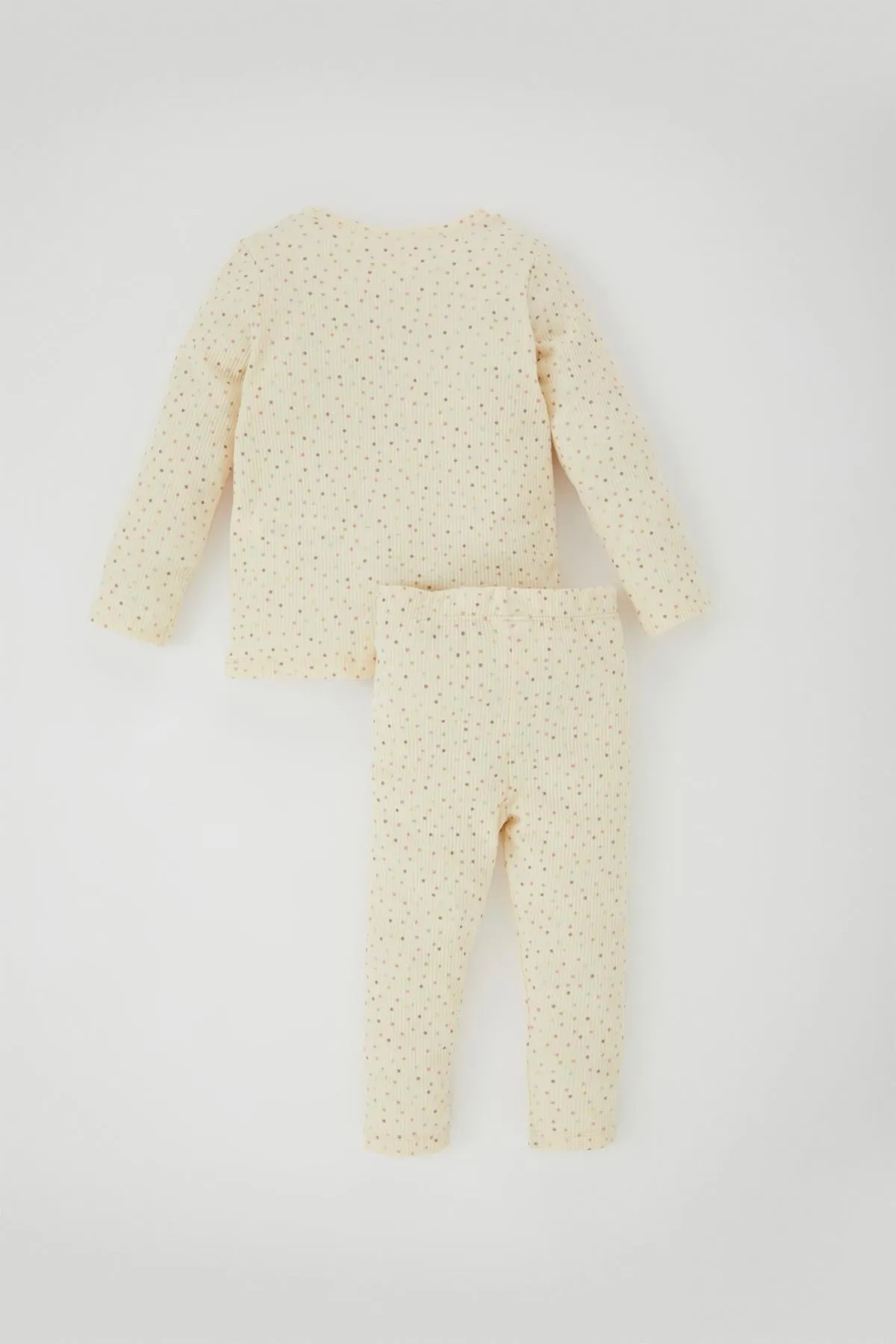 DeFacto  Langarm-Pyjama-Set mit gepunktetem, geripptem Camisole für Babys und Mädchen