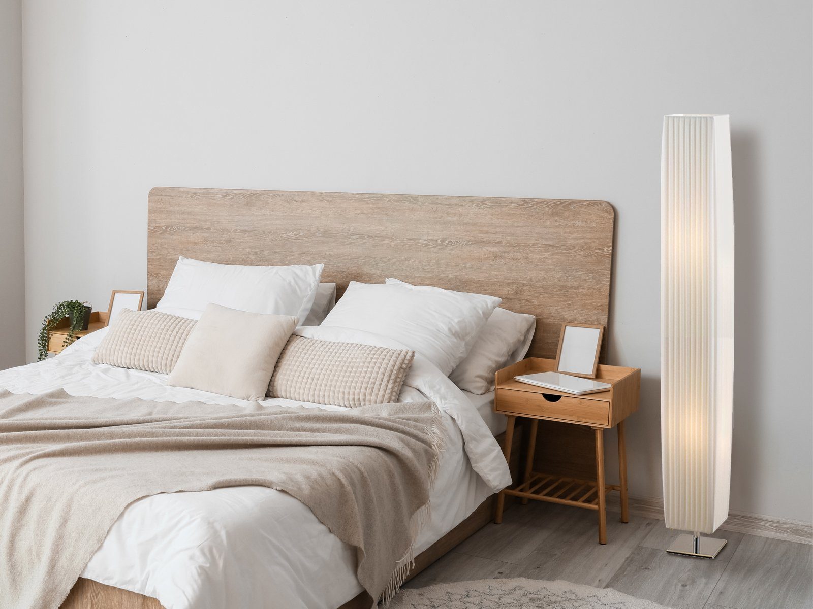 meineWunschleuchte LED Stehlampe, LED wechselbar, warmweiß, dimmbar klein-e Stoff-lampe Plissee Designer-lampe Ecke, Höhe 119cm