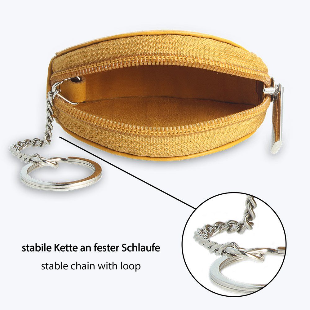 Manage Mini Geldbörse Smiley Portemonnaie mit Schlüsselring, Leder, Geldbeutel klein, für Kinder, Damen, Herren, Schlüsseletui