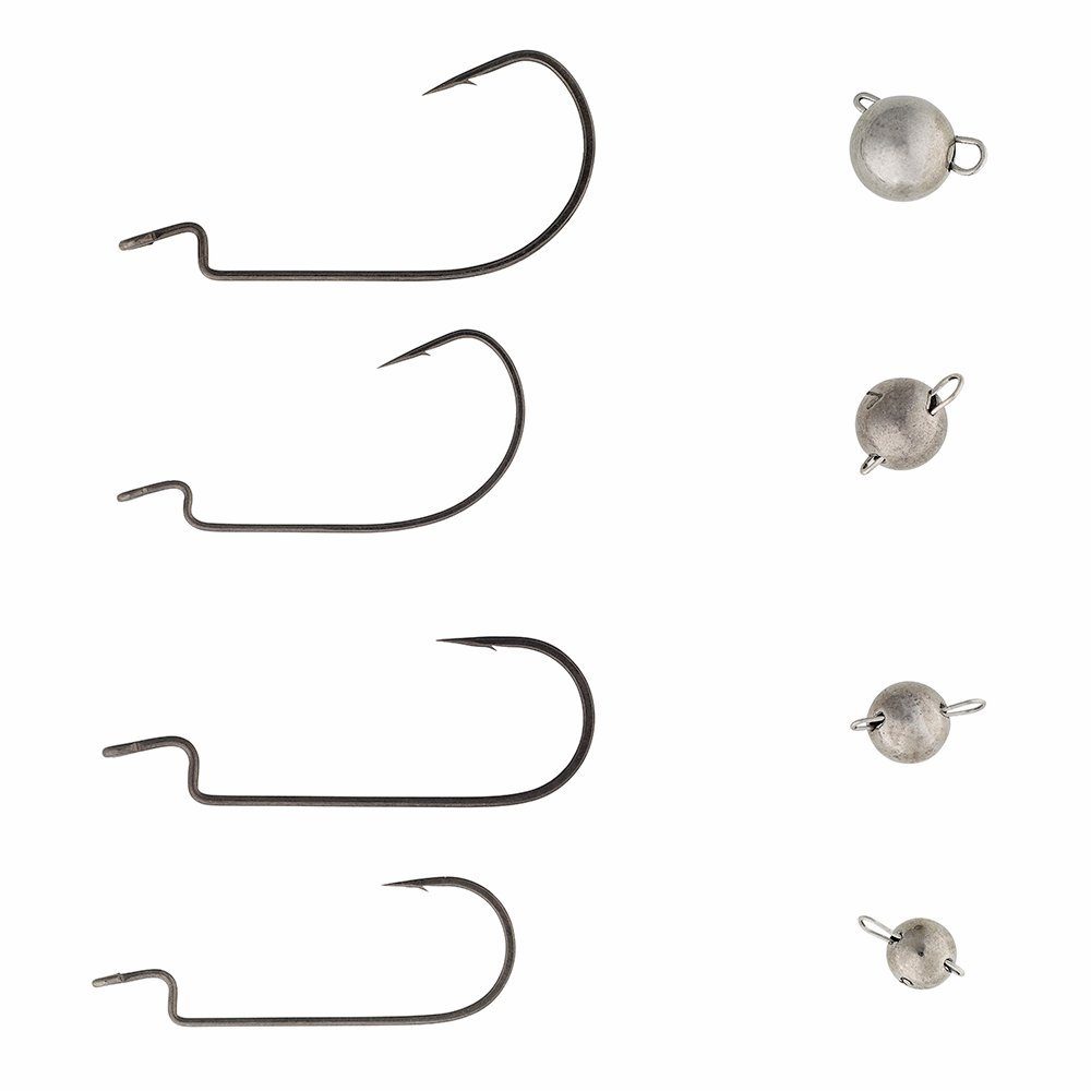 Savage Gear Jighaken Cheb Head Kit 30 Teile Tungsten Cheburashka Köpfe + Offset Haken Set, (Spar-Set, 30-St)
